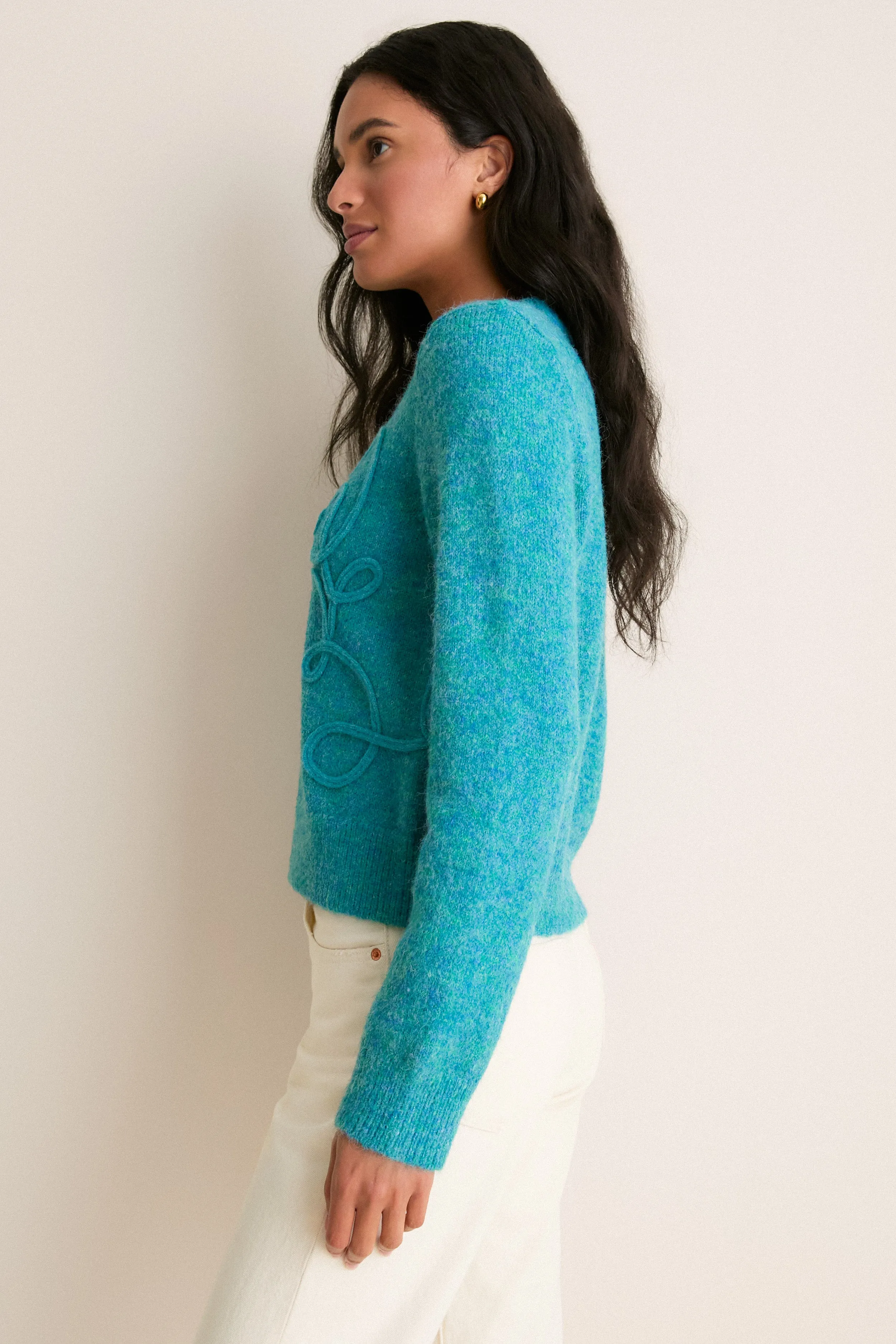 Teal Embroidered Seraphine Crewneck sold by Tuckernuck product image thumbnail 3