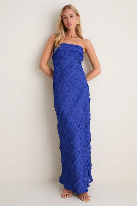 Cobalt Blue Textured Carrie Strapless Dress made by Endless Rose