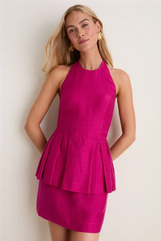 Magenta Halter Neck Celia Mini Dress made by Hyacinth House