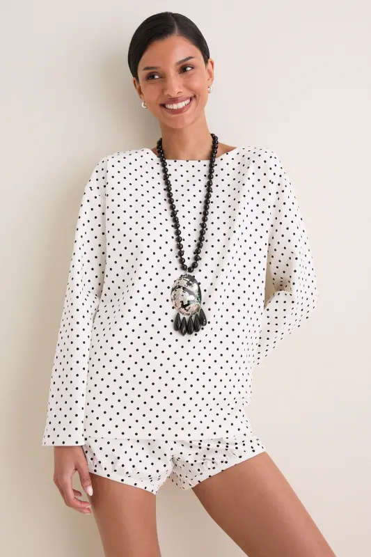 Ivory Black Polka Dot Tommy Top made by Posse