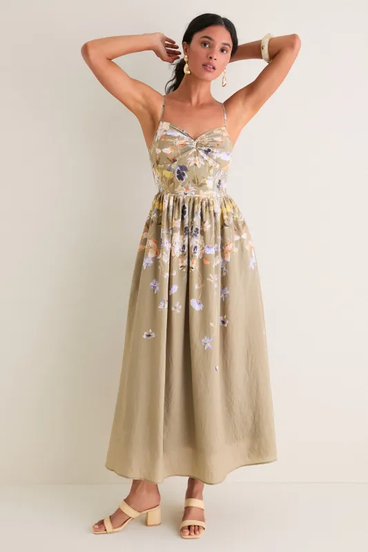 Olive Blue Floral Yvette Maxi Dress made by En Saison