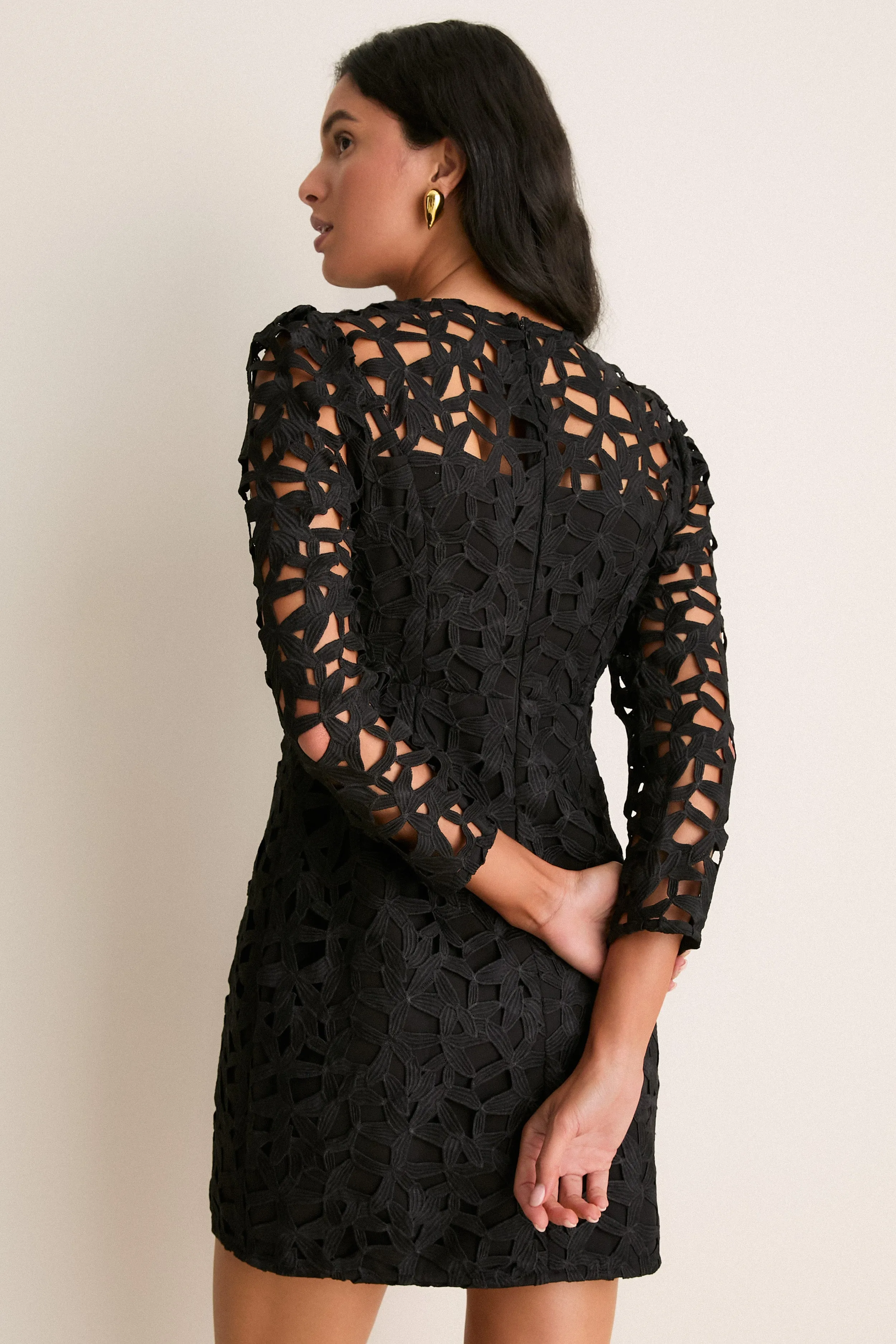 Black Eyelet Elodie Mini Dress sold by Tuckernuck product image thumbnail 5