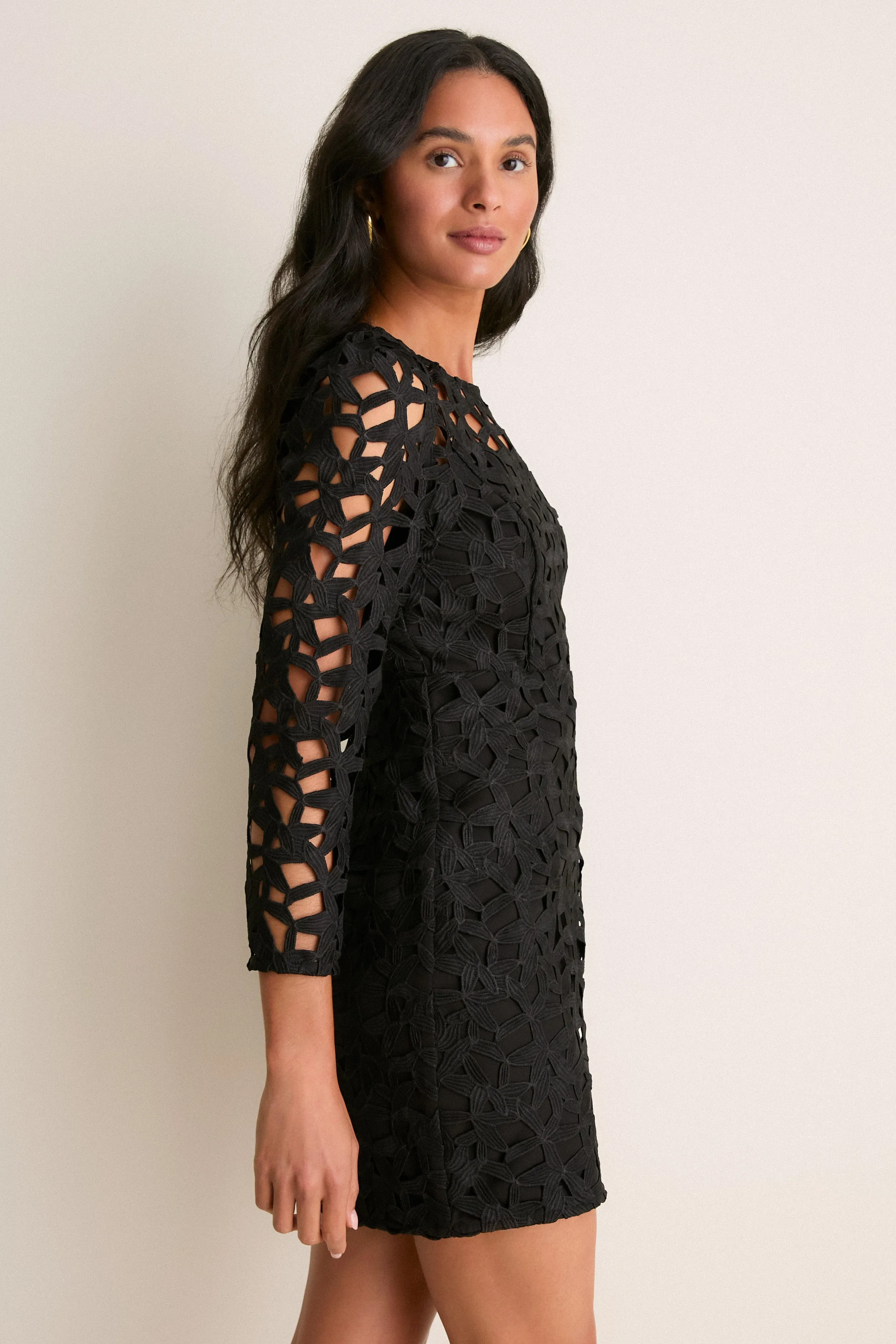 Black Eyelet Elodie Mini Dress sold by Tuckernuck product image thumbnail 4