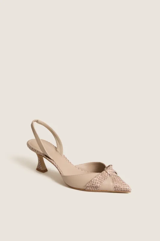 Semolina Python Clarita Slingback Cap Toe 60 Heels made by Alexandre Birman