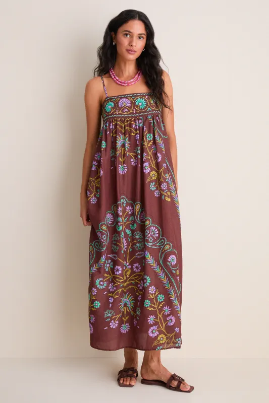 Mocha Darjeeling Maxi Bodice Dress made by BOTEH