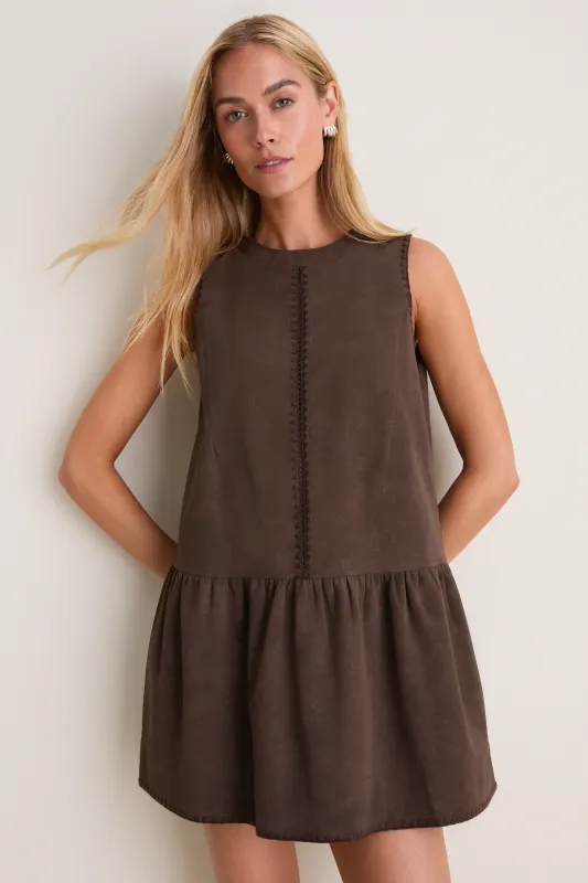 Dark Brown Pauline Mini Shift Dress made by En Saison