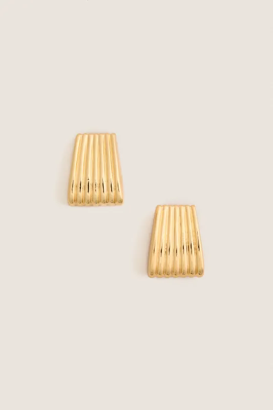 Gold Ribbed Earrings made by Heaven Mayhem