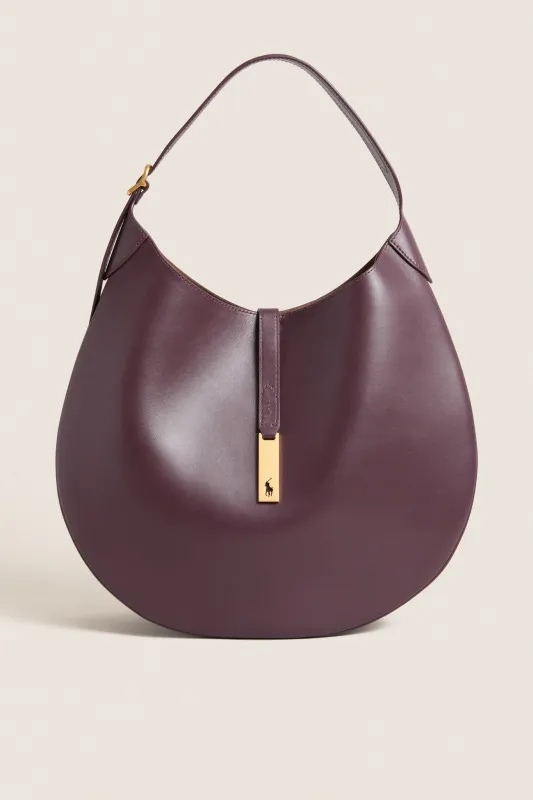 Midnight Merlot Polo ID Calfskin Medium Shoulder Bag made by Polo by Ralph Lauren