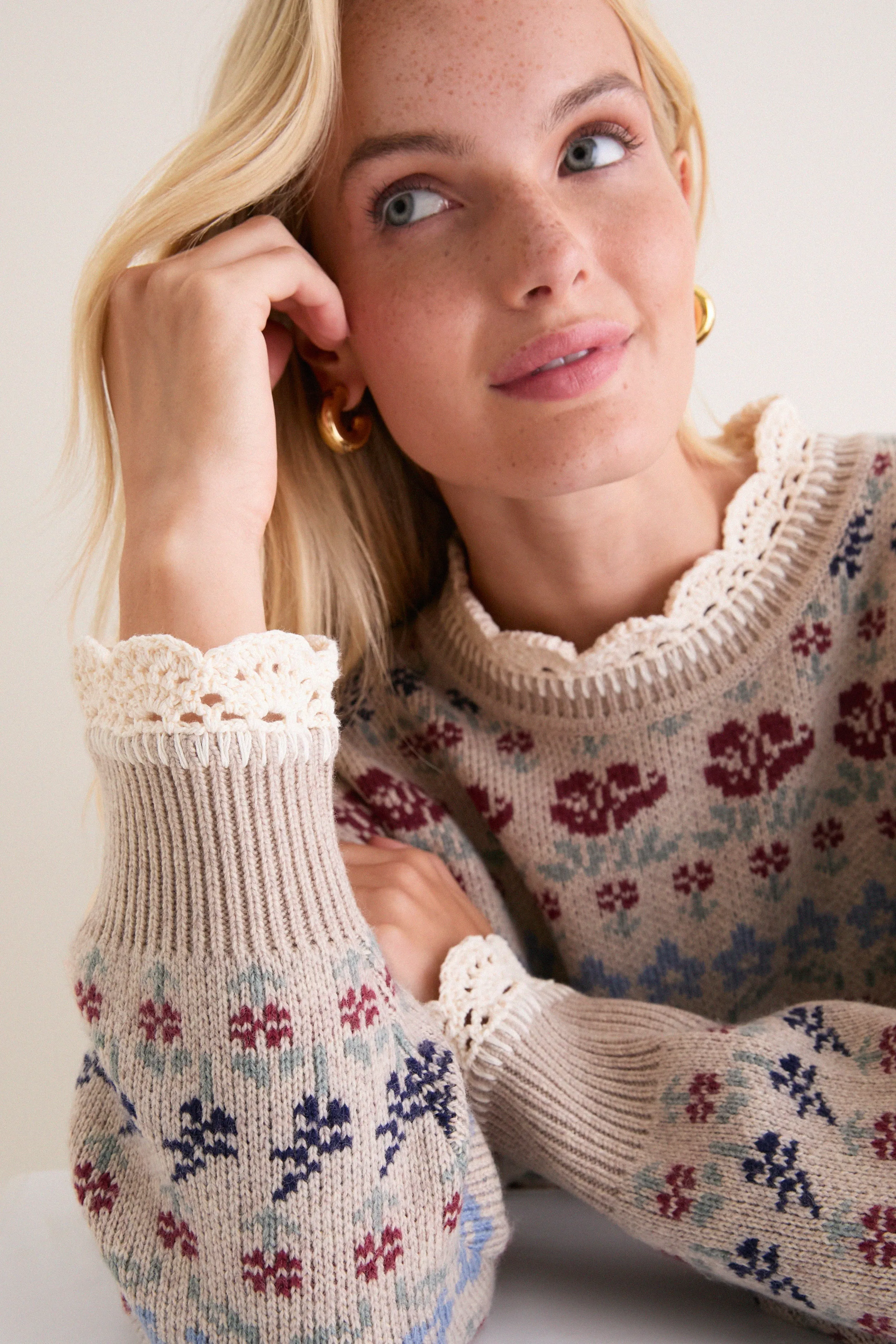 Cream Preston Knit Crew Neck Sweater sold by Tuckernuck product image thumbnail 2