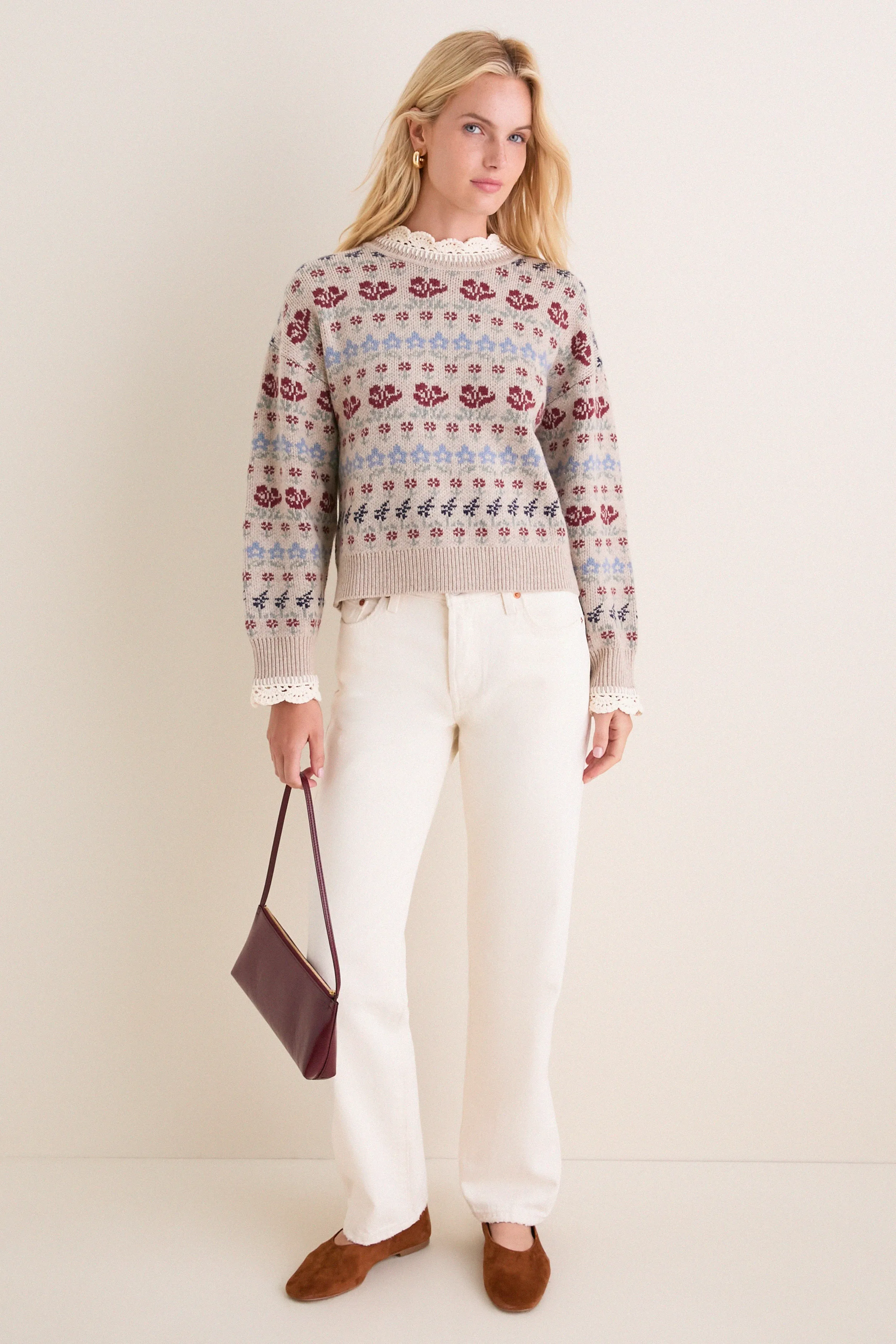 Cream Preston Knit Crew Neck Sweater sold by Tuckernuck product image thumbnail 3