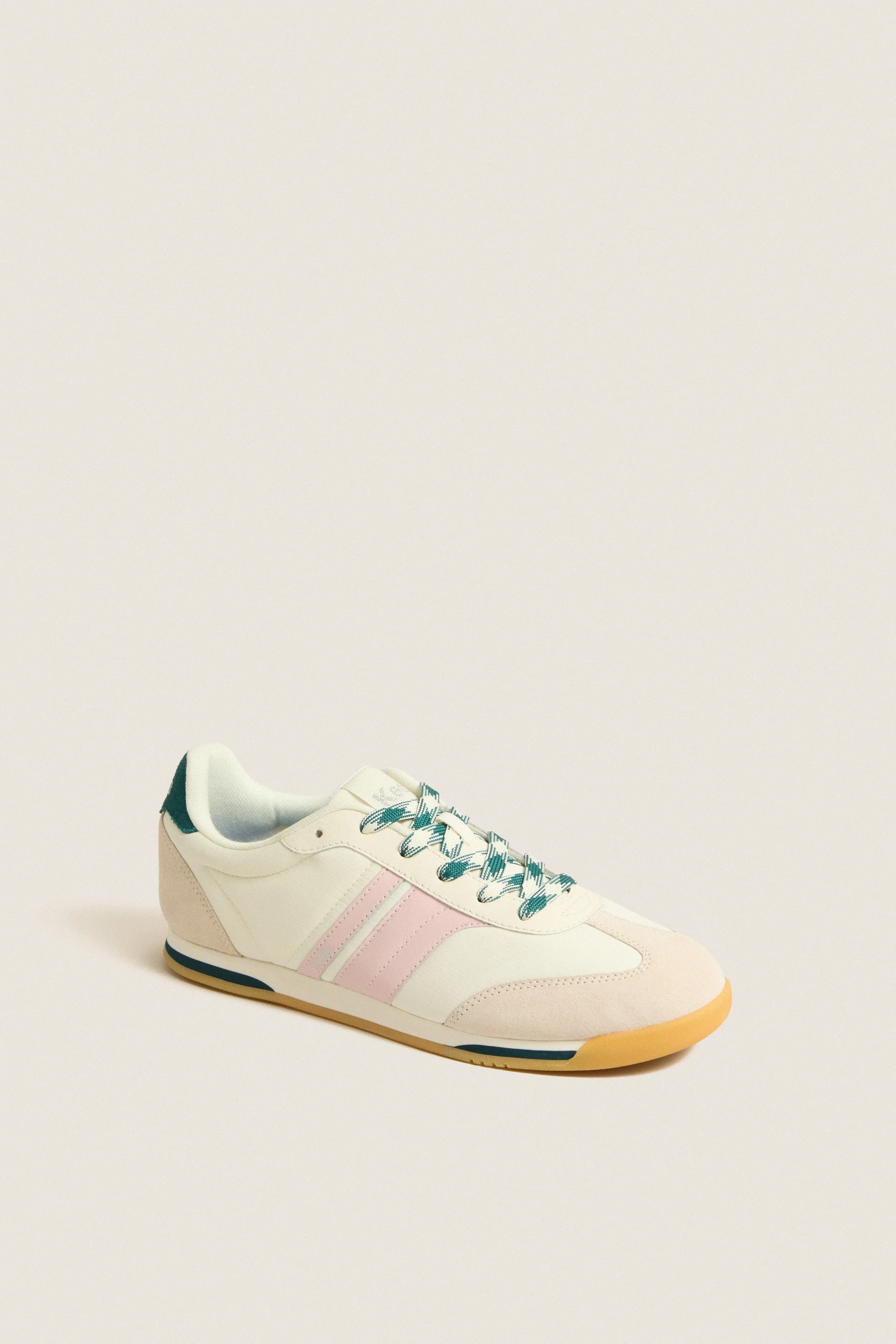 Egret with Dark Teal Revival Nylon Suede Sneakers sold by Tuckernuck
