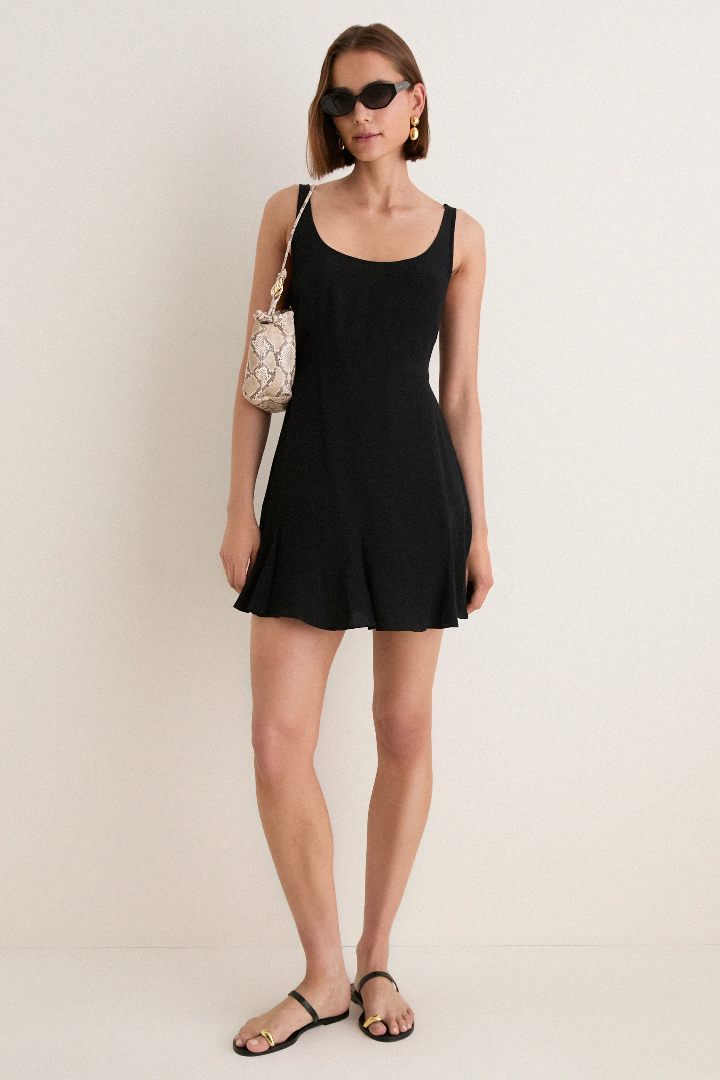 Black Viscose Crepe Lyon Mini Dress sold by Tuckernuck product image thumbnail 3