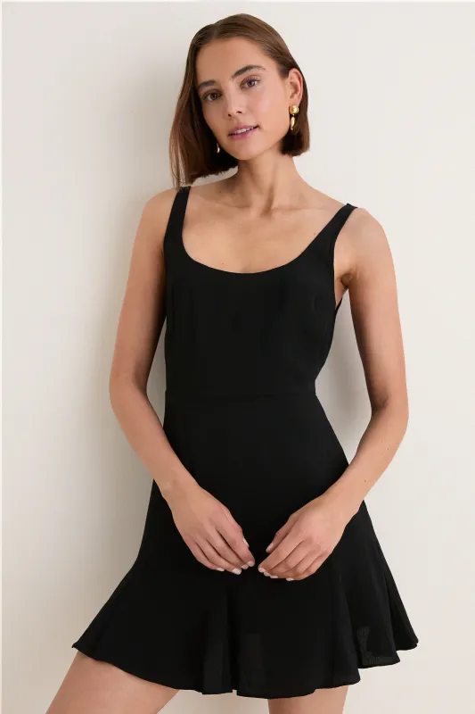 Black Viscose Crepe Lyon Mini Dress made by Tuckernuck