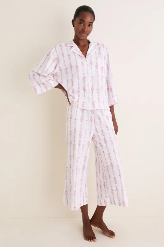 Pink Mayfair Toile Women's Pima Olivia Wide Leg made by Petite Plume