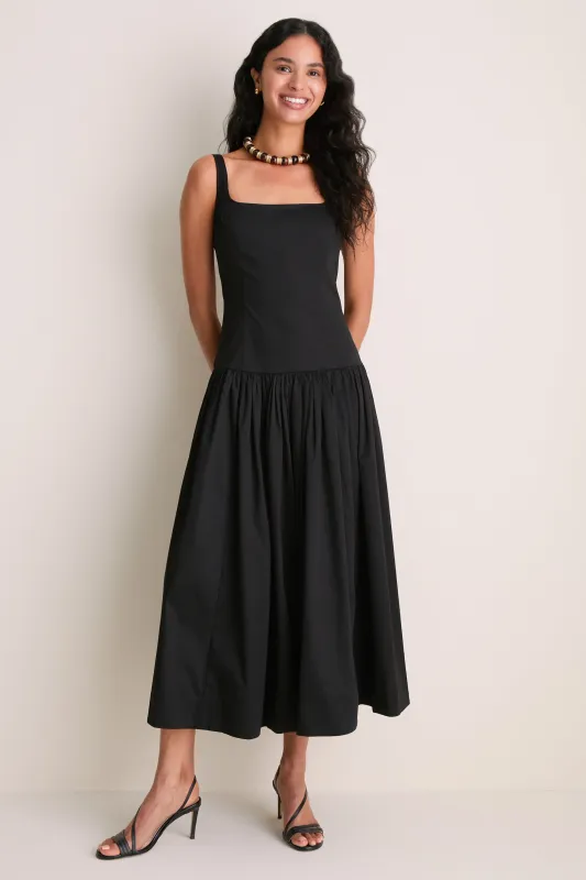 Black Cotton Sateen Dominique Maxi Dress made by Tuckernuck
