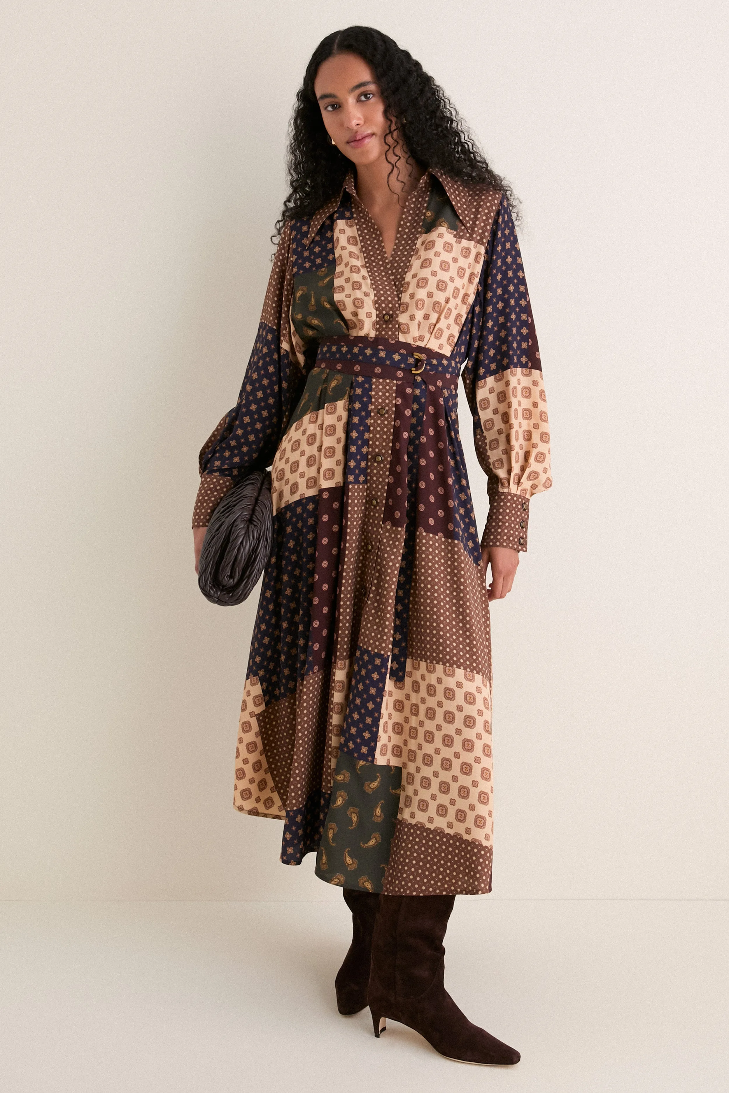 Geo Patch Print Tuck Midi Dress sold by Tuckernuck product image thumbnail 3