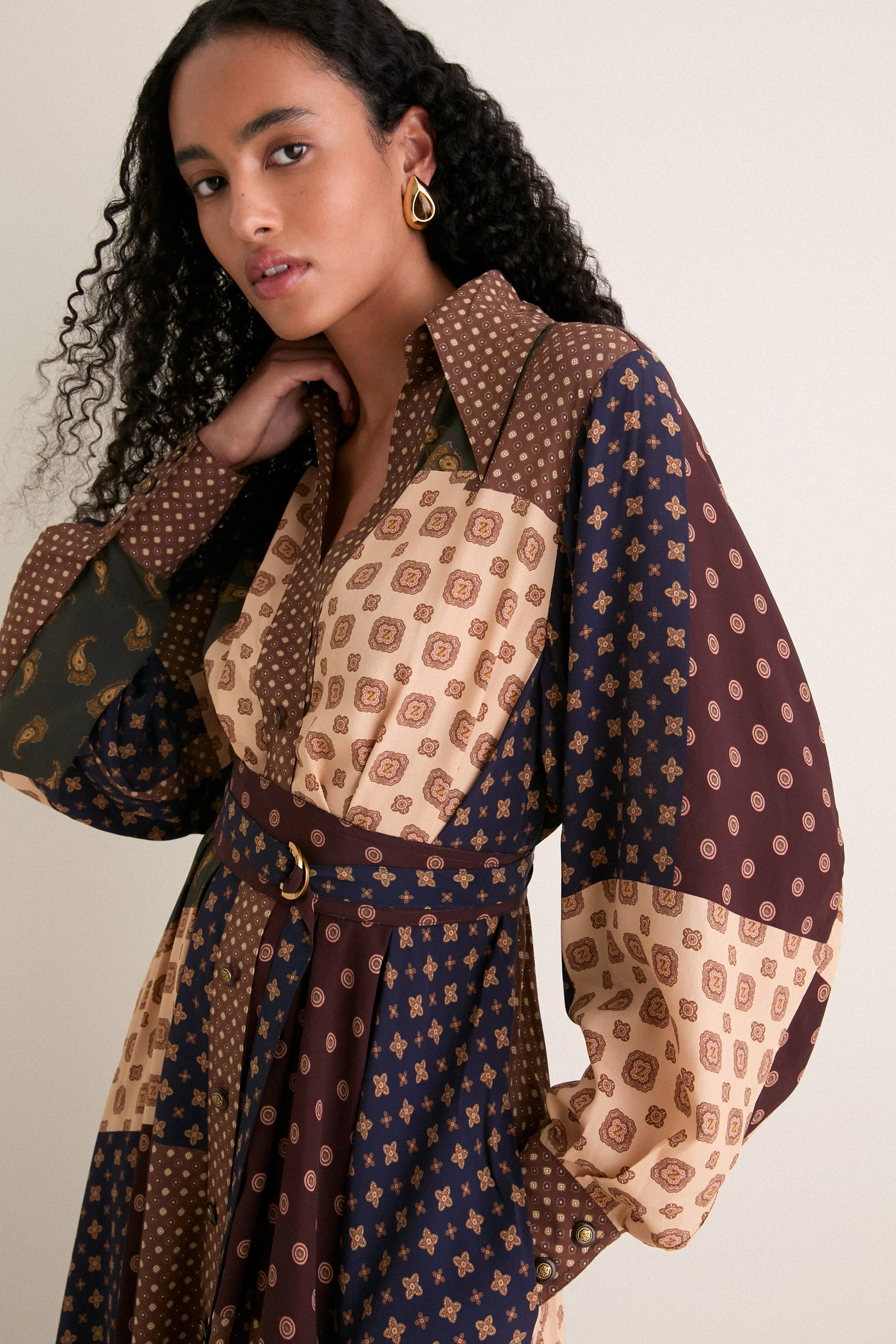 Geo Patch Print Tuck Midi Dress sold by Tuckernuck product image thumbnail 2