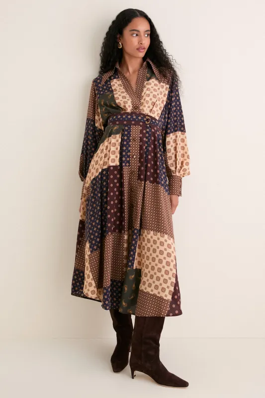 Geo Patch Print Tuck Midi Dress made by Zimmermann
