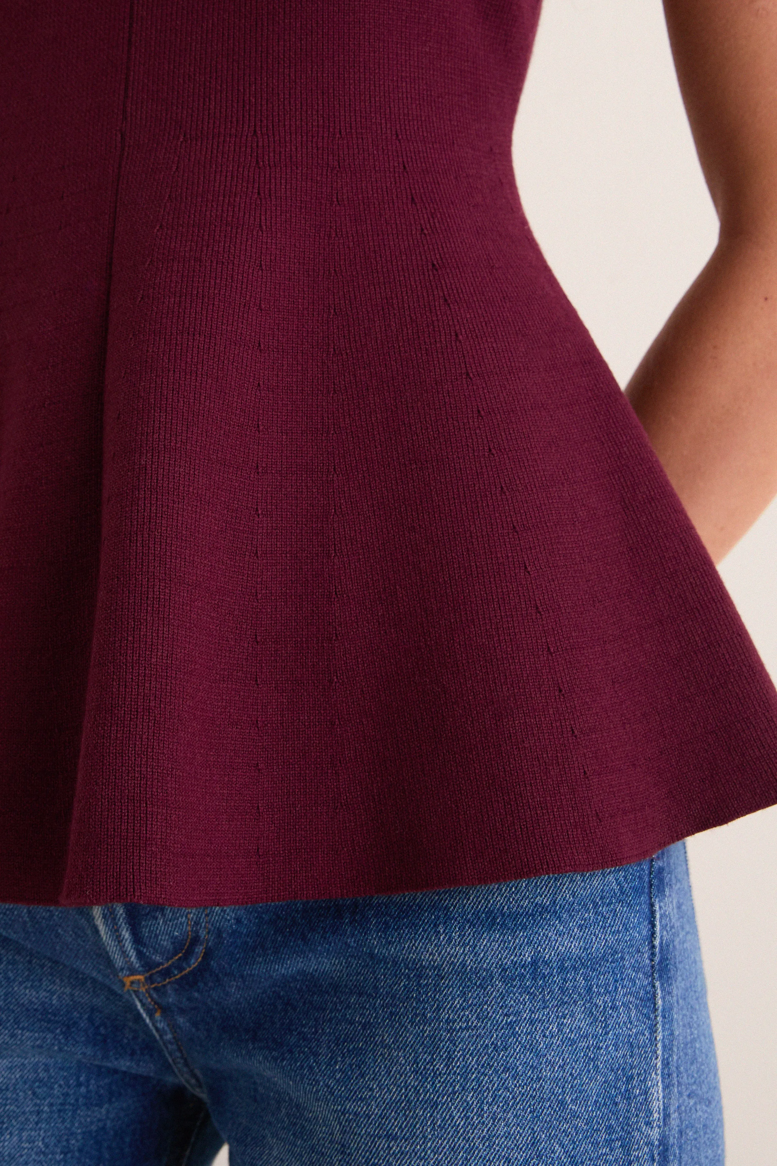 Merlot Knit Phoebe Peplum Top sold by Tuckernuck product image thumbnail 2