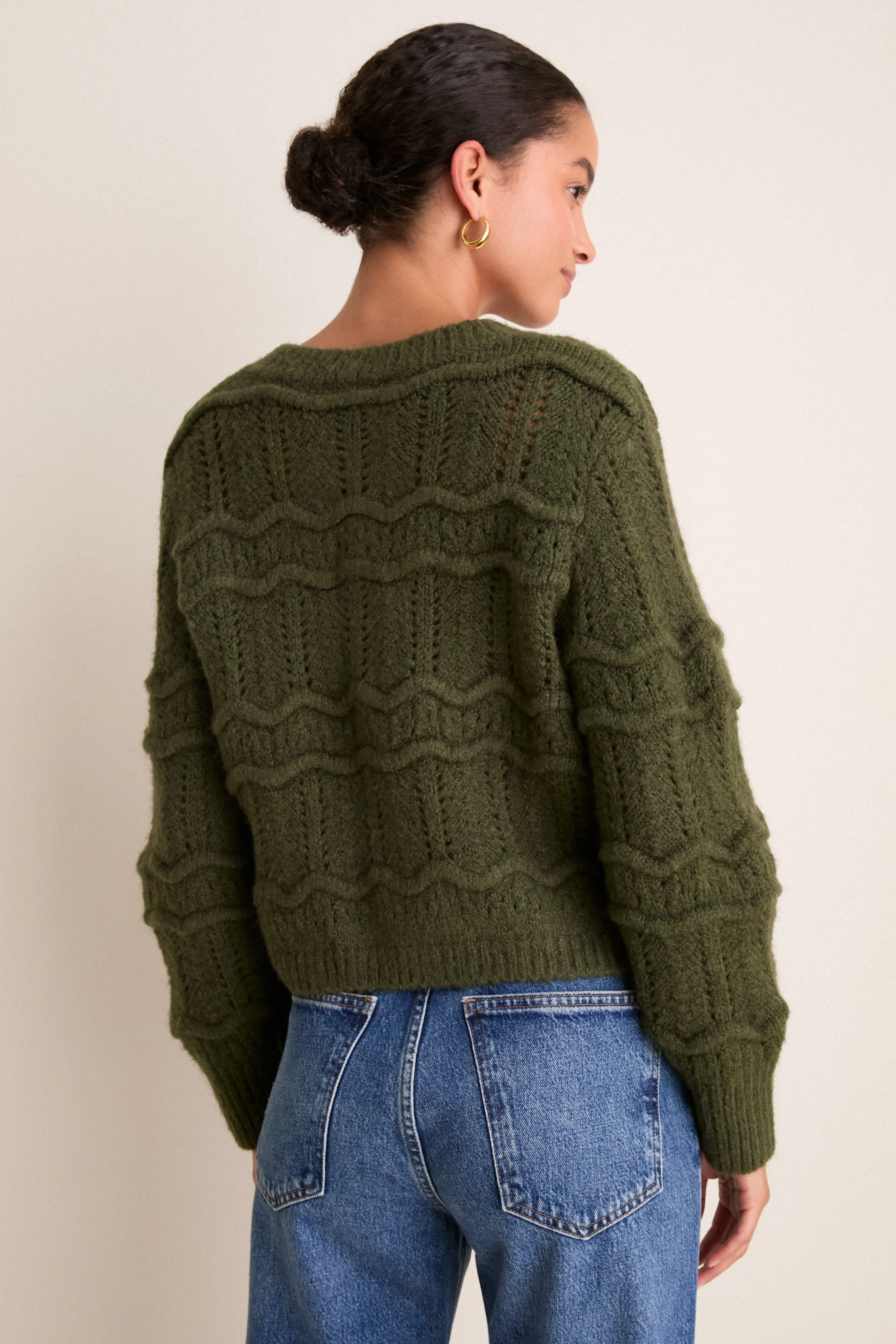 Olive Zig Zag Knit Nadia Cardigan sold by Tuckernuck product image thumbnail 5