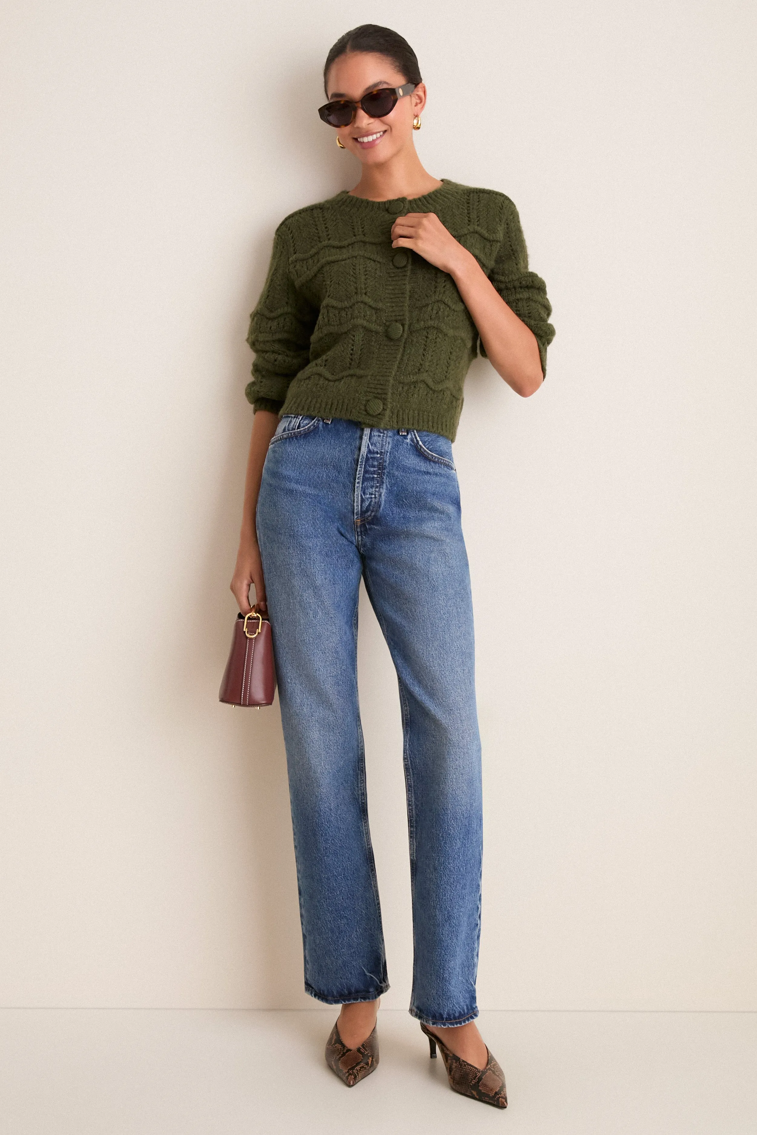 Olive Zig Zag Knit Nadia Cardigan sold by Tuckernuck product image thumbnail 3