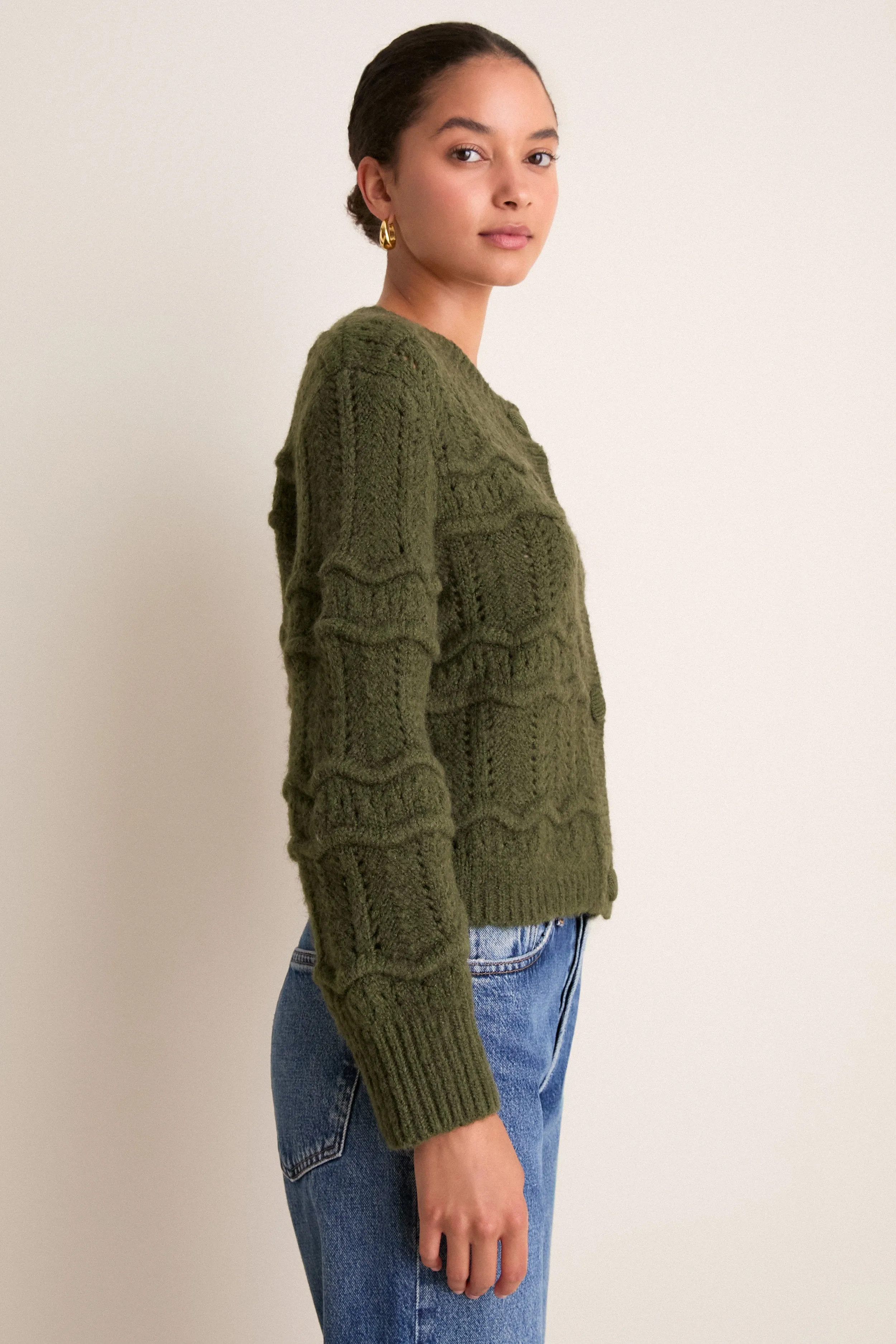 Olive Zig Zag Knit Nadia Cardigan sold by Tuckernuck product image thumbnail 4
