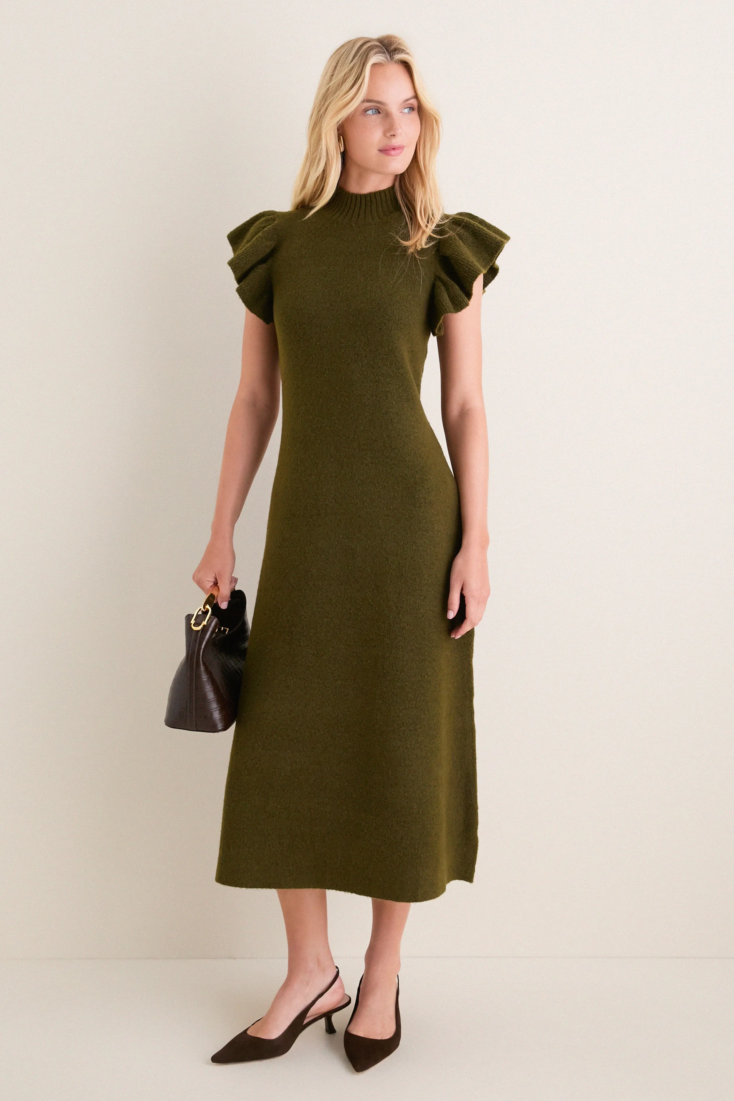 Olive Knit Martini Midi Dress sold by Tuckernuck product image thumbnail 3