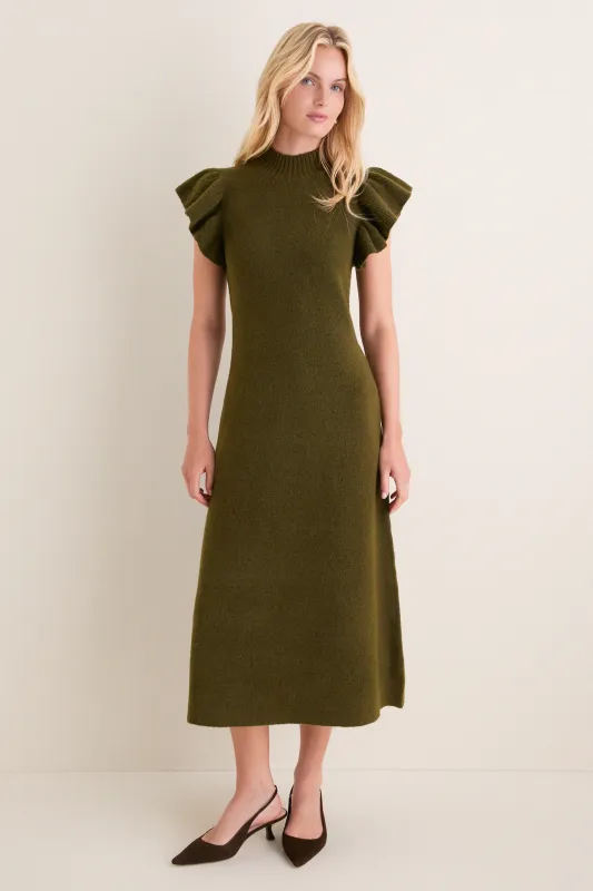 Olive Knit Martini Midi Dress made by Hyacinth House