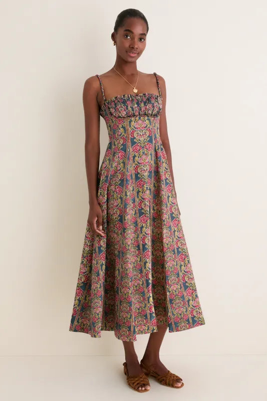 Green Berry Iris Medallion Border Maisie Dress made by Hill House Home