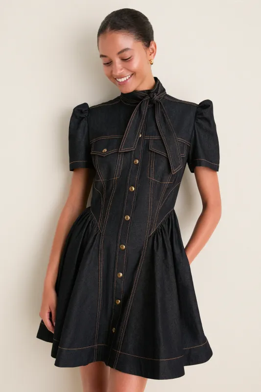 Onyx Blue Denim Corset Mini Dress made by Zimmermann