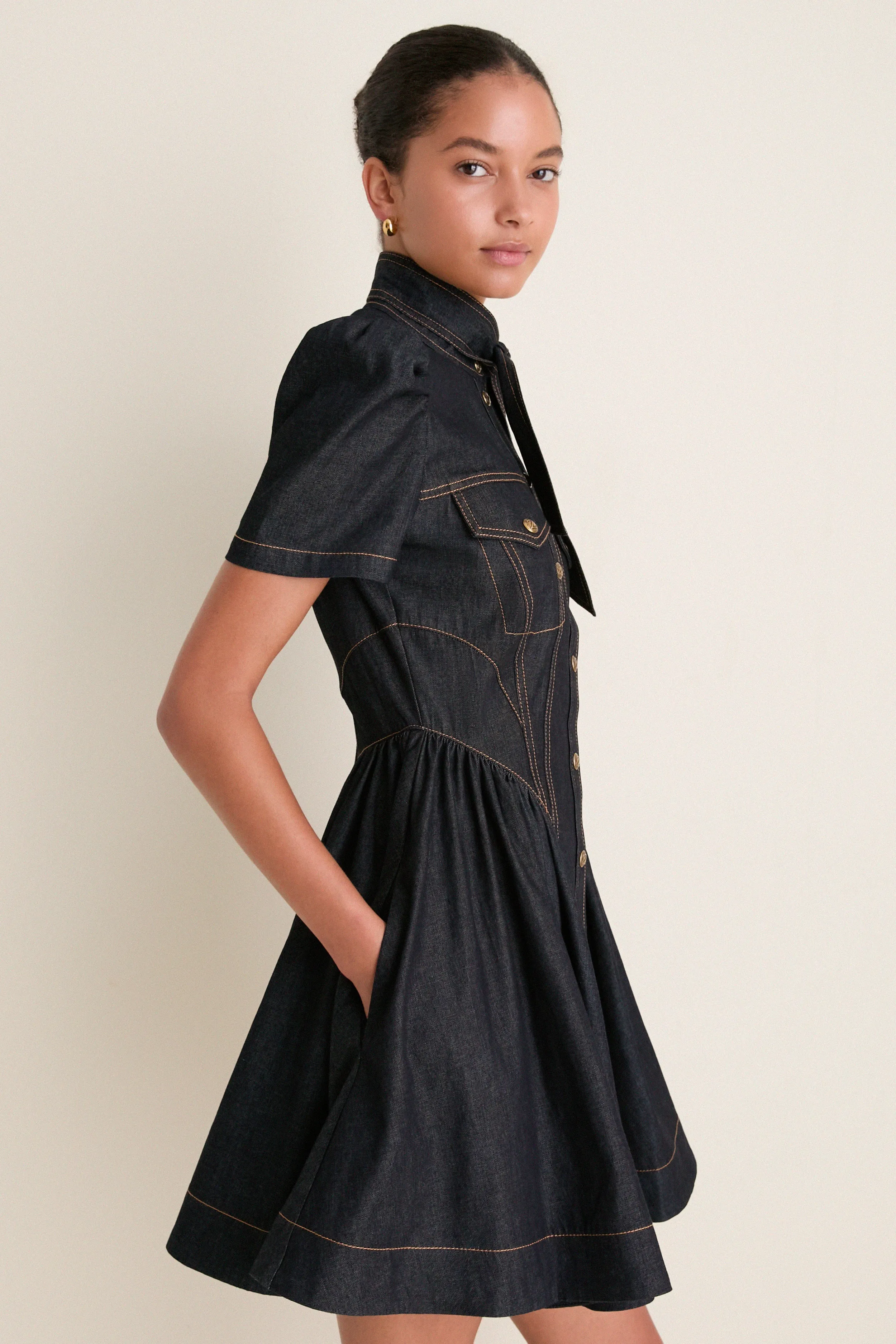 Onyx Blue Denim Corset Mini Dress sold by Tuckernuck product image thumbnail 4