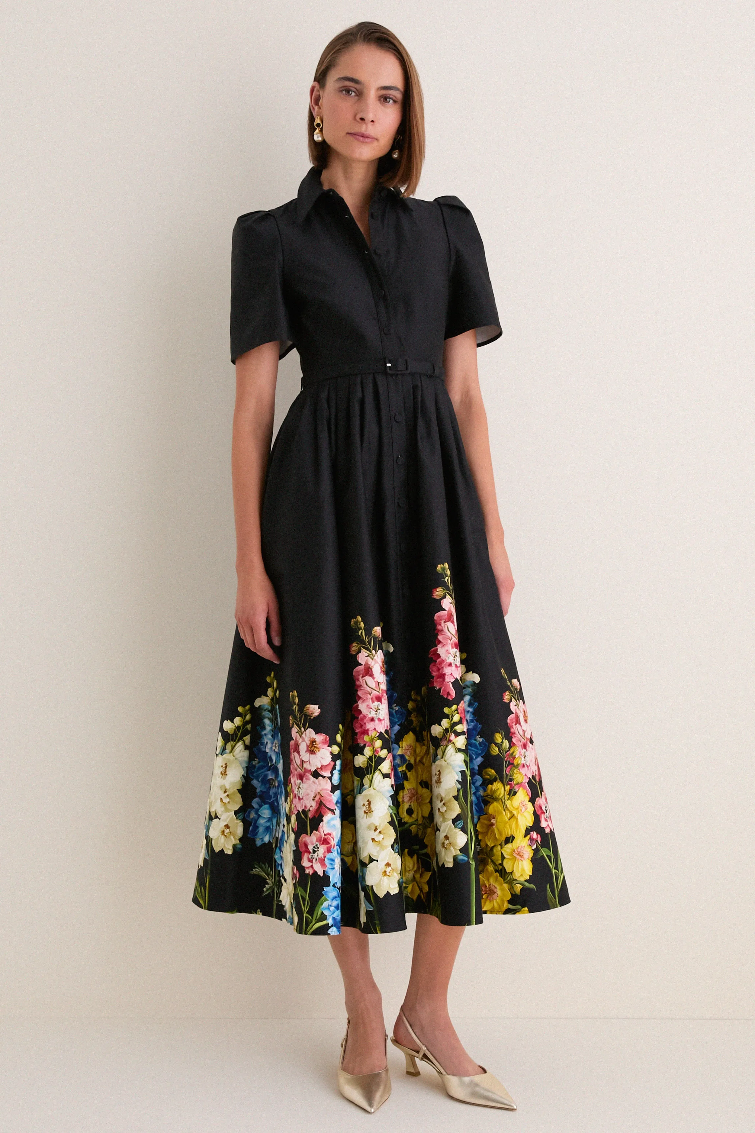 Ebony Snapdragon Print Bianca Midi Dress sold by Tuckernuck