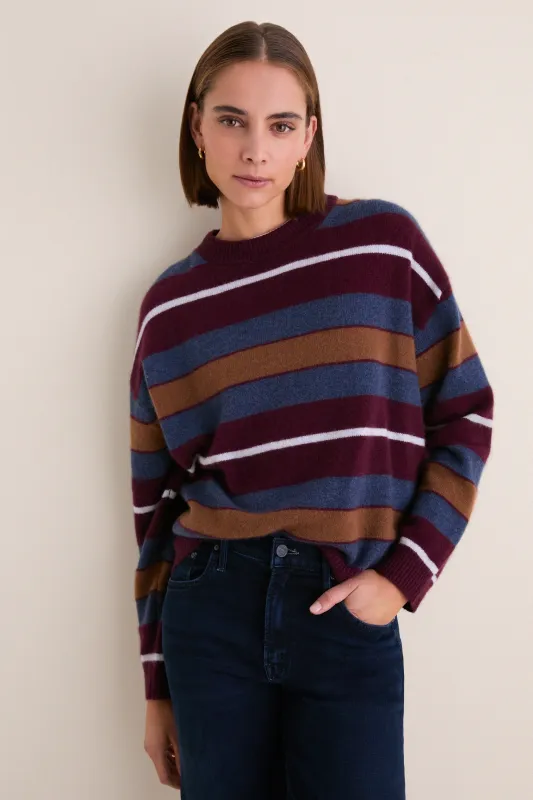 Monaco Stripe Serrano Cashmere Relaxed Crew made by STAUD