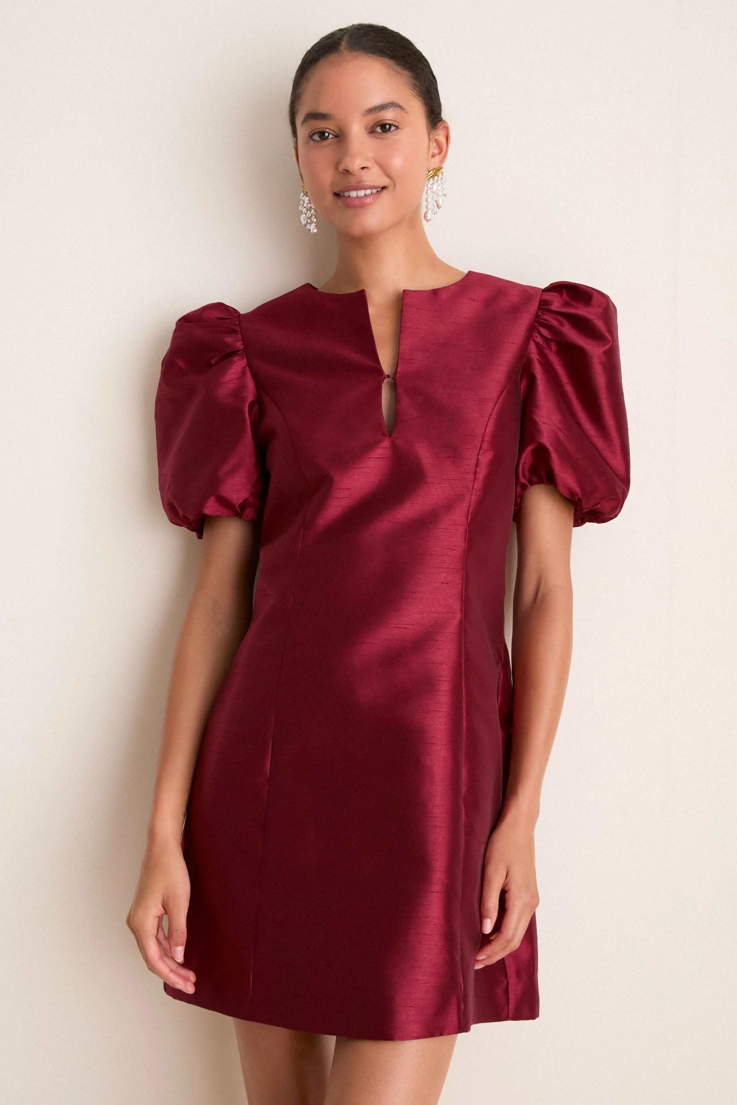 Cabernet Puff Sleeve Valentina Mini Dress sold by Tuckernuck