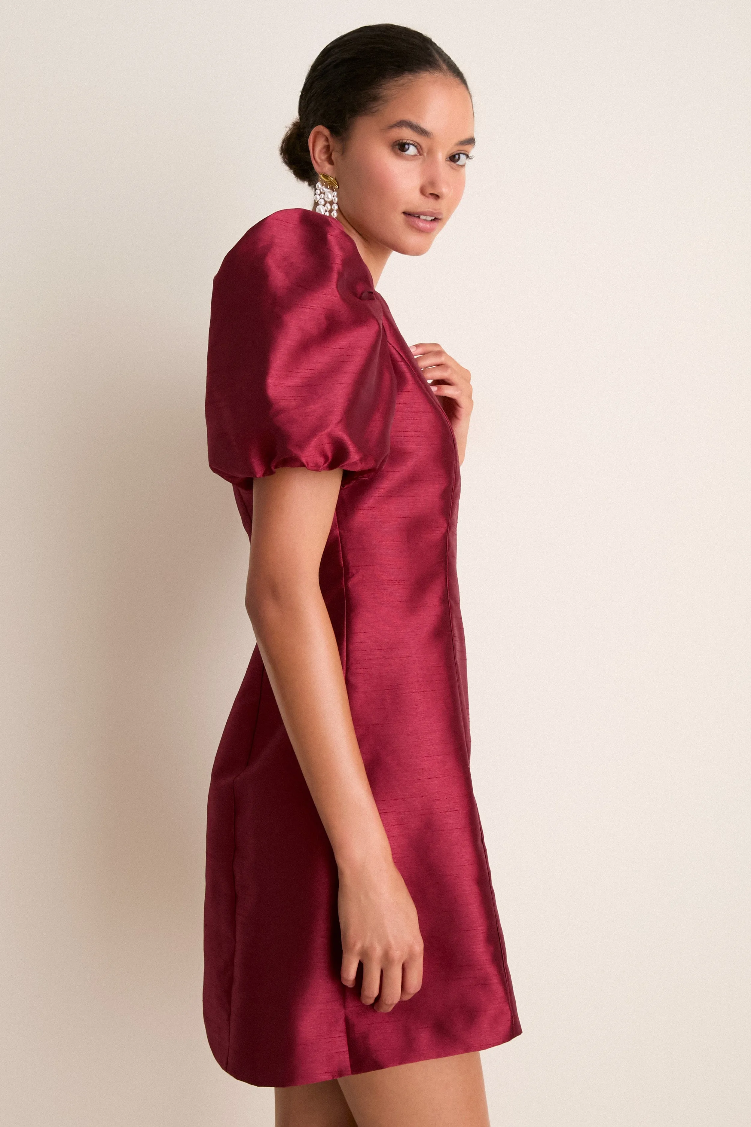 Cabernet Puff Sleeve Valentina Mini Dress sold by Tuckernuck product image thumbnail 4