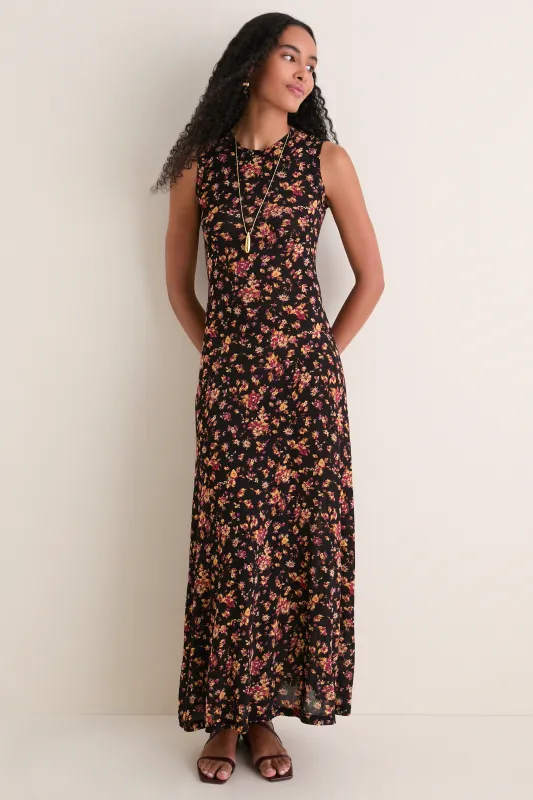 Noir Floral Orla Sleeveless Jersey Dress made by Ulla Johnson