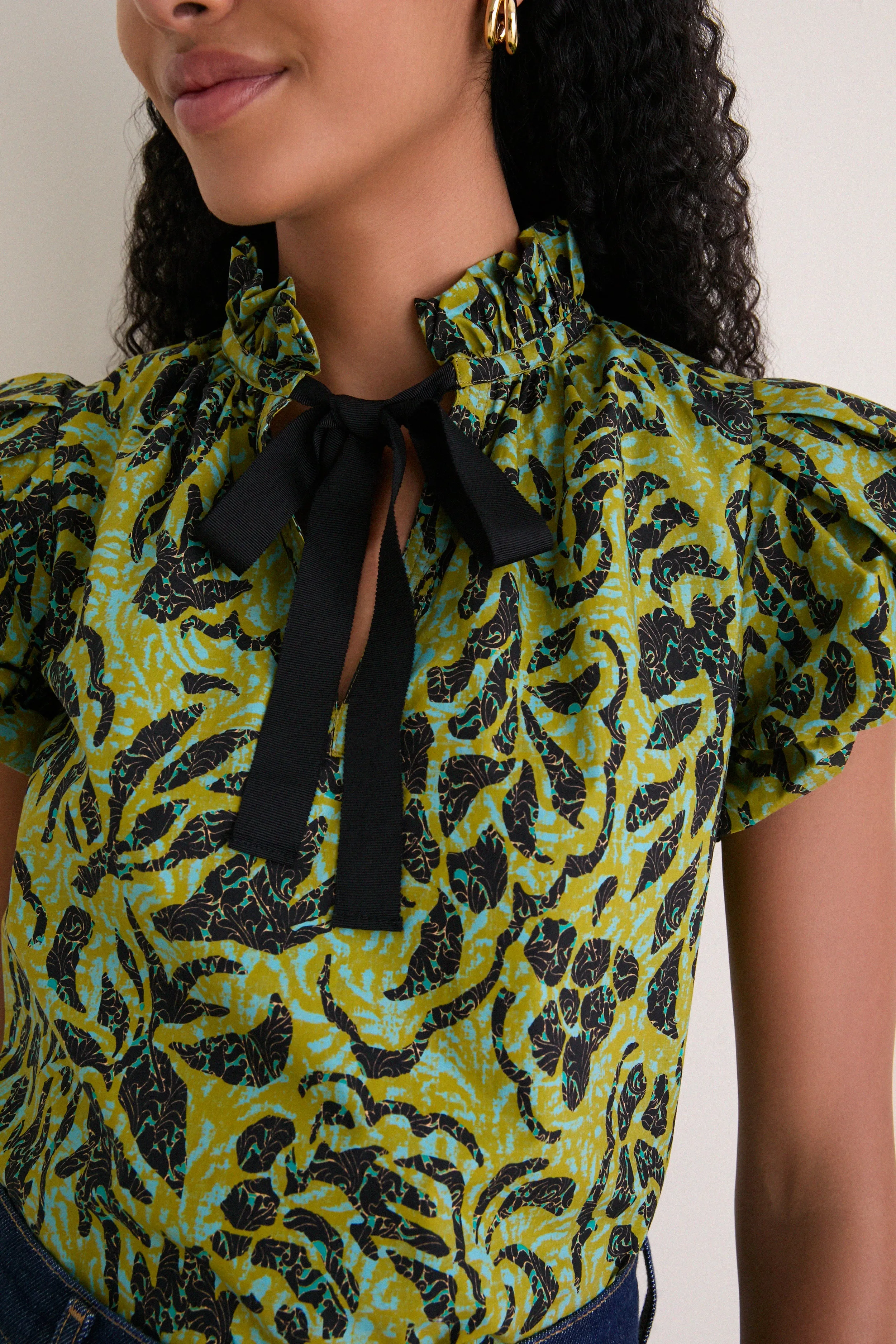 Chartreuse Estela Short Sleeve Cotton Top sold by Tuckernuck product image thumbnail 2