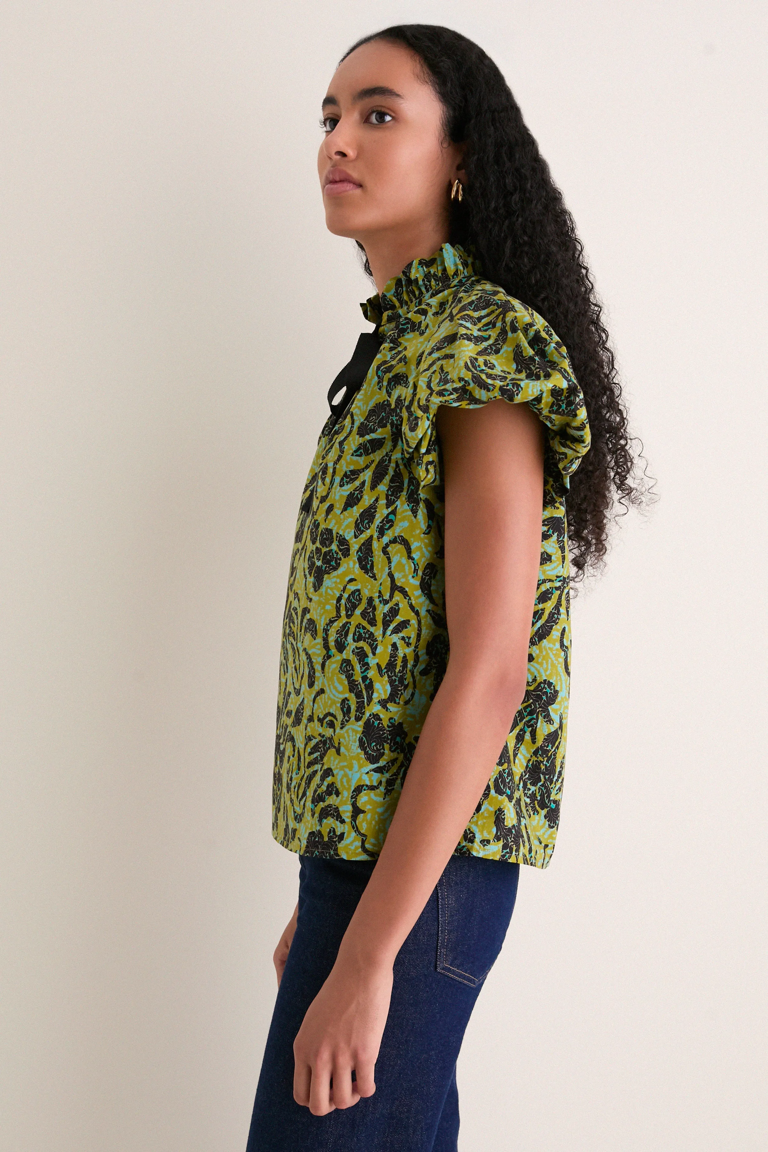 Chartreuse Estela Short Sleeve Cotton Top sold by Tuckernuck product image thumbnail 4