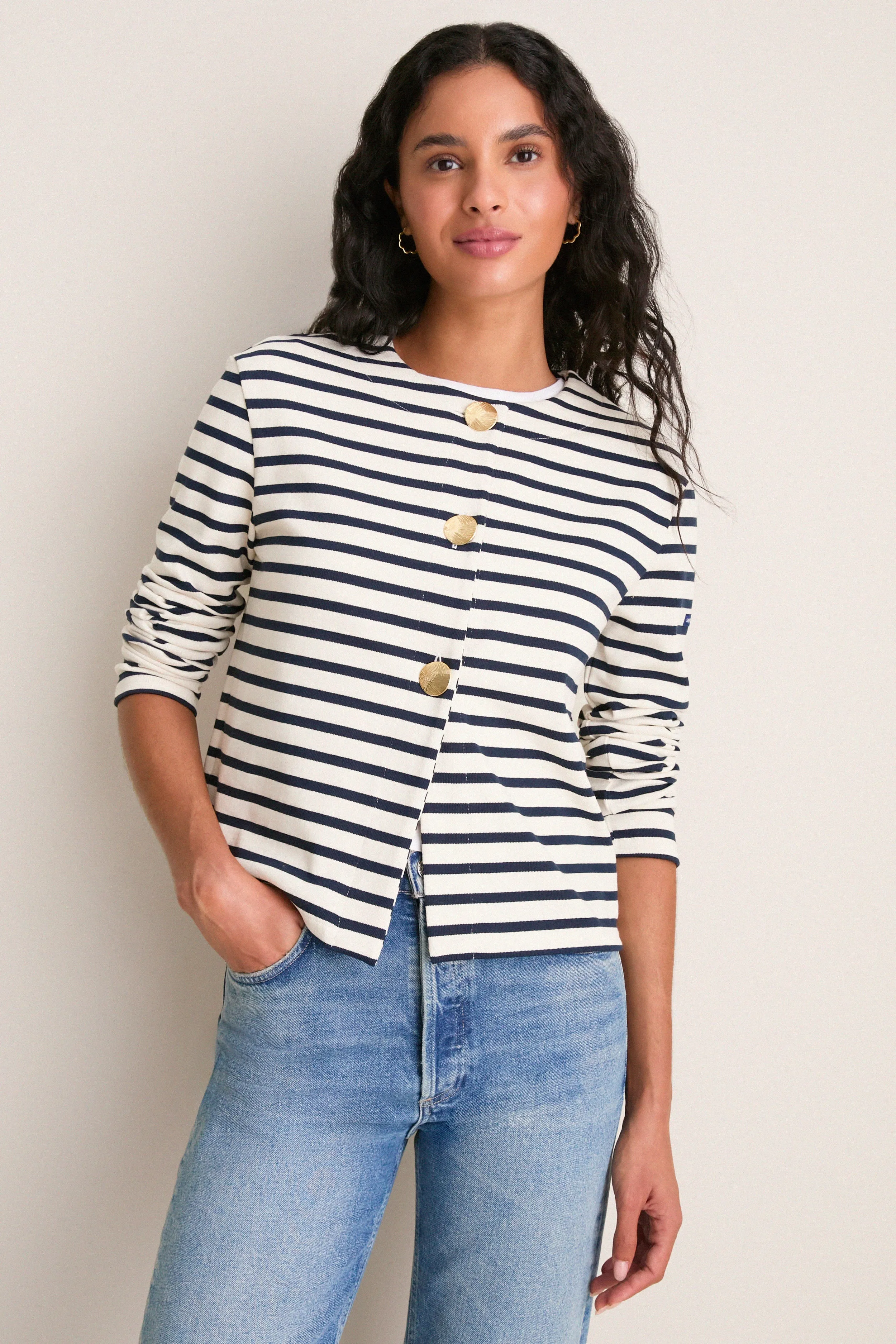 Ecru Marine Arignac Cardigan sold by Tuckernuck
