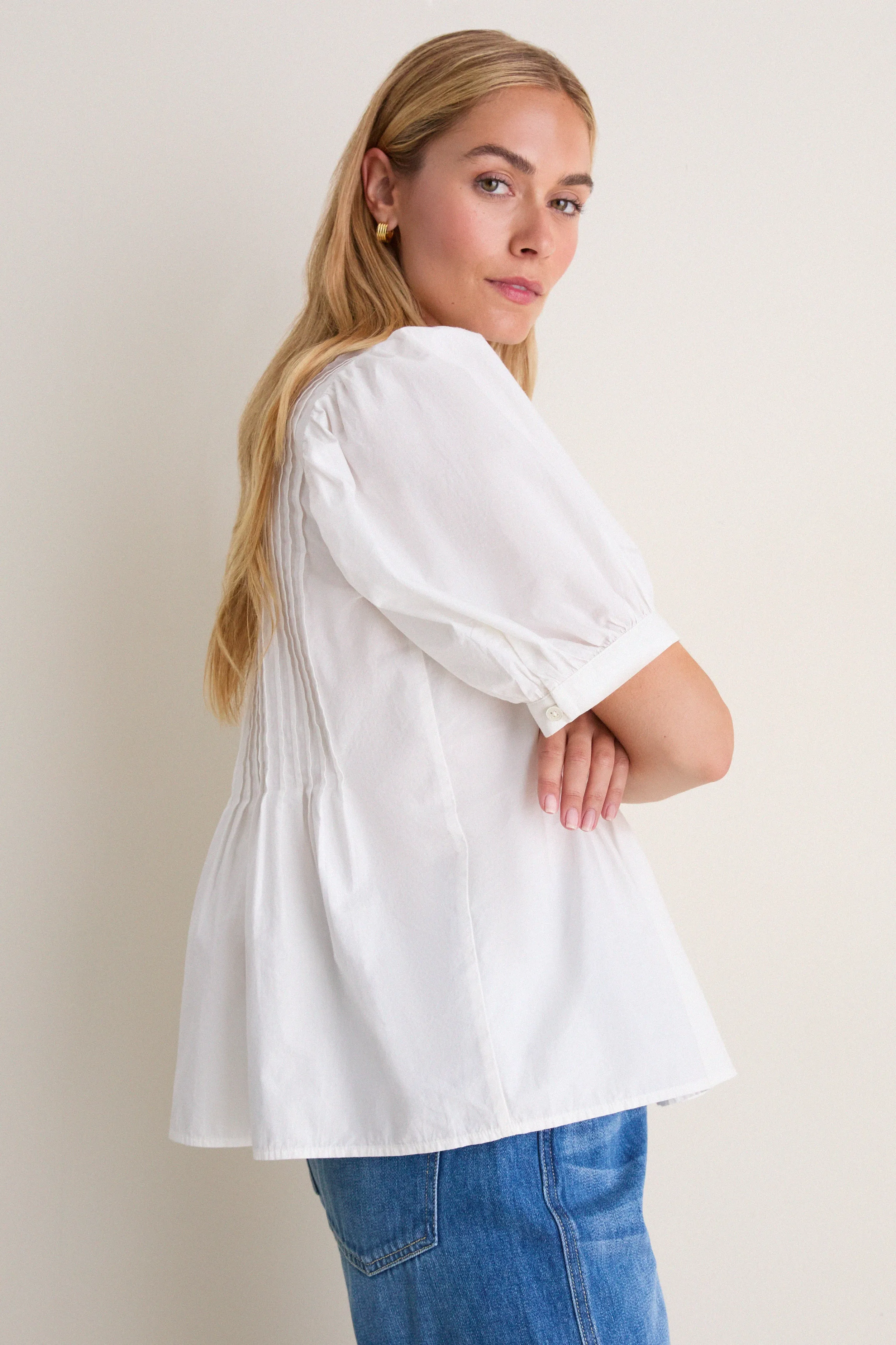 White Cotton Hand-Smocked Aurora Top sold by Tuckernuck product image thumbnail 4