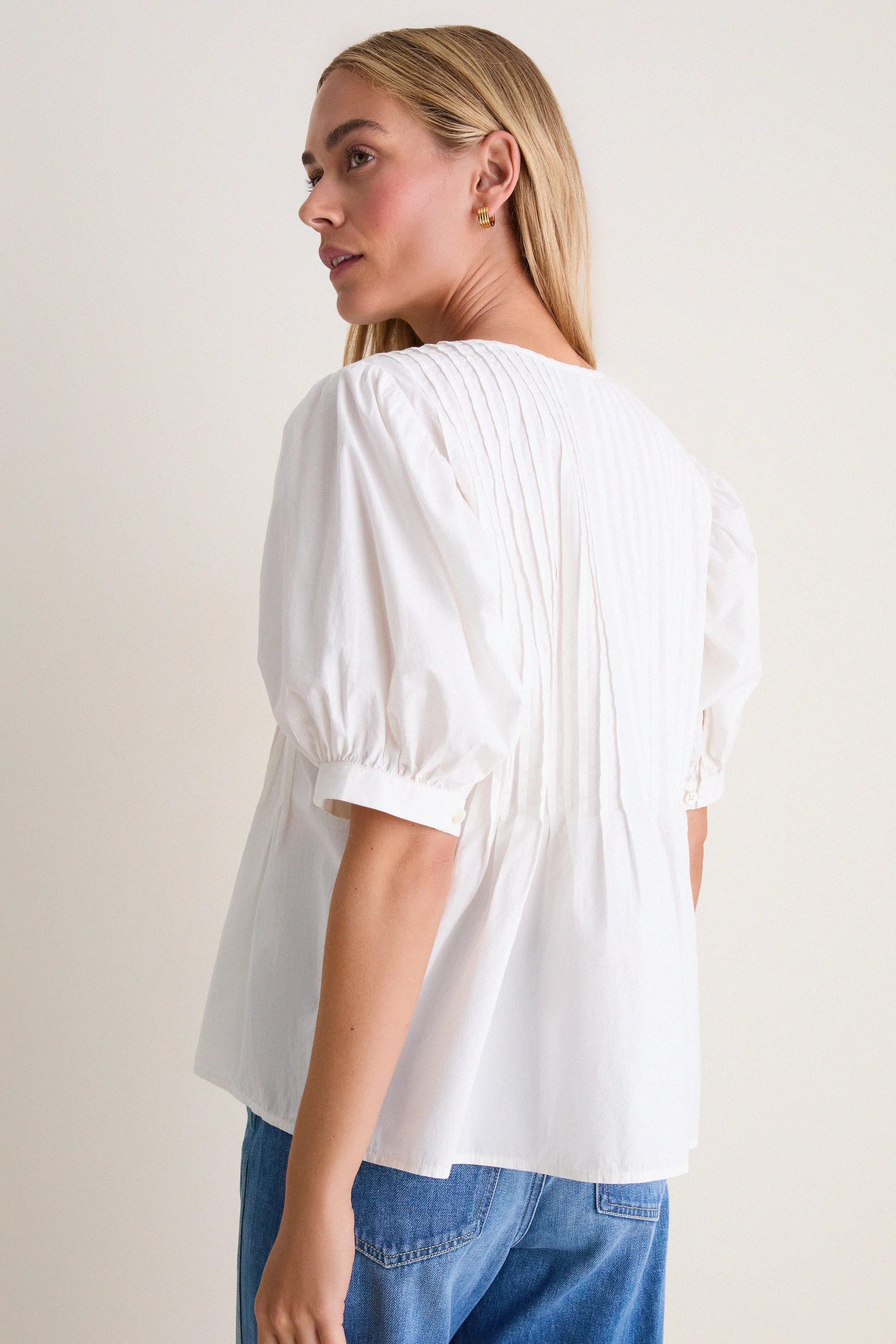 White Cotton Hand-Smocked Aurora Top sold by Tuckernuck product image thumbnail 5