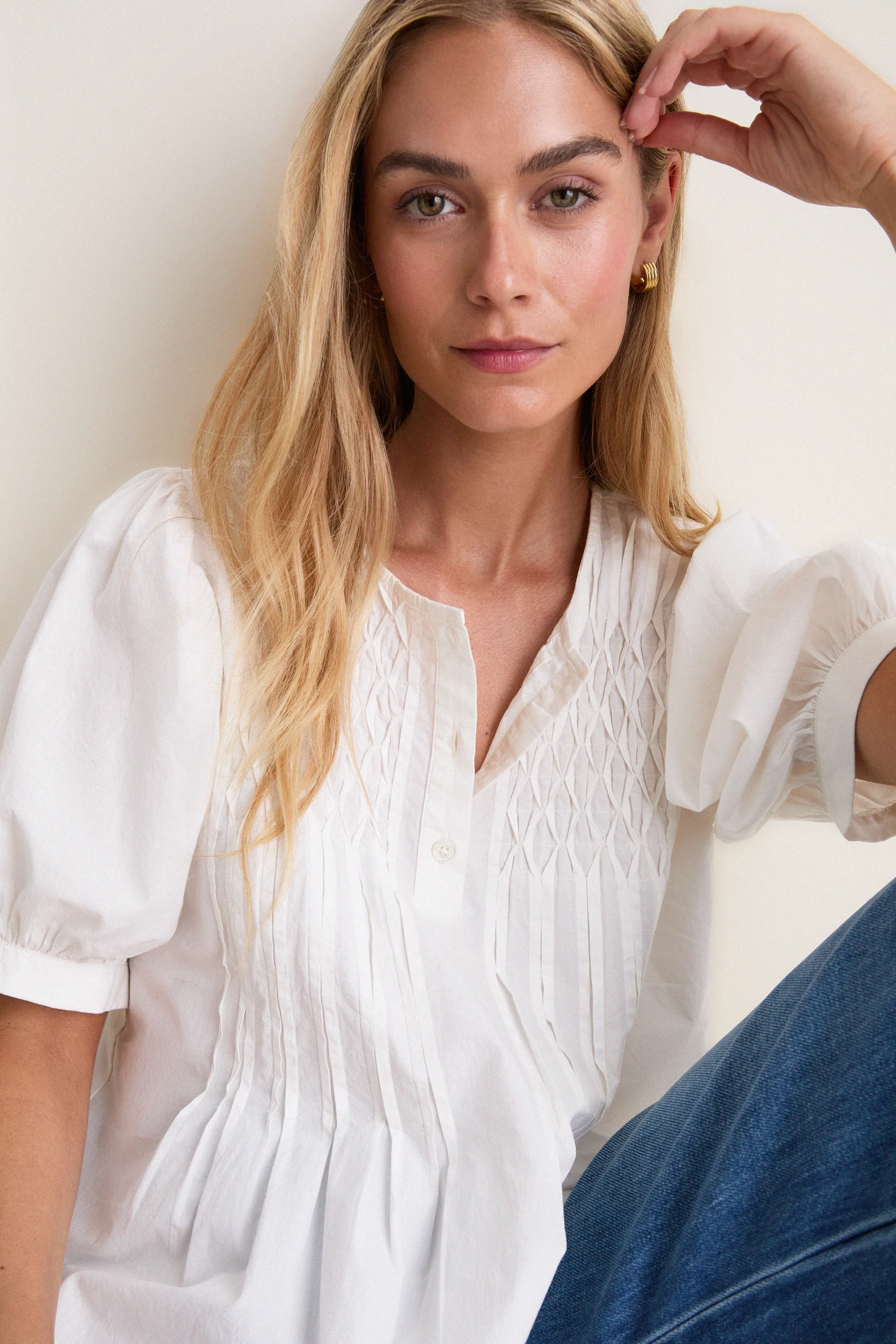 White Cotton Hand-Smocked Aurora Top sold by Tuckernuck product image thumbnail 2
