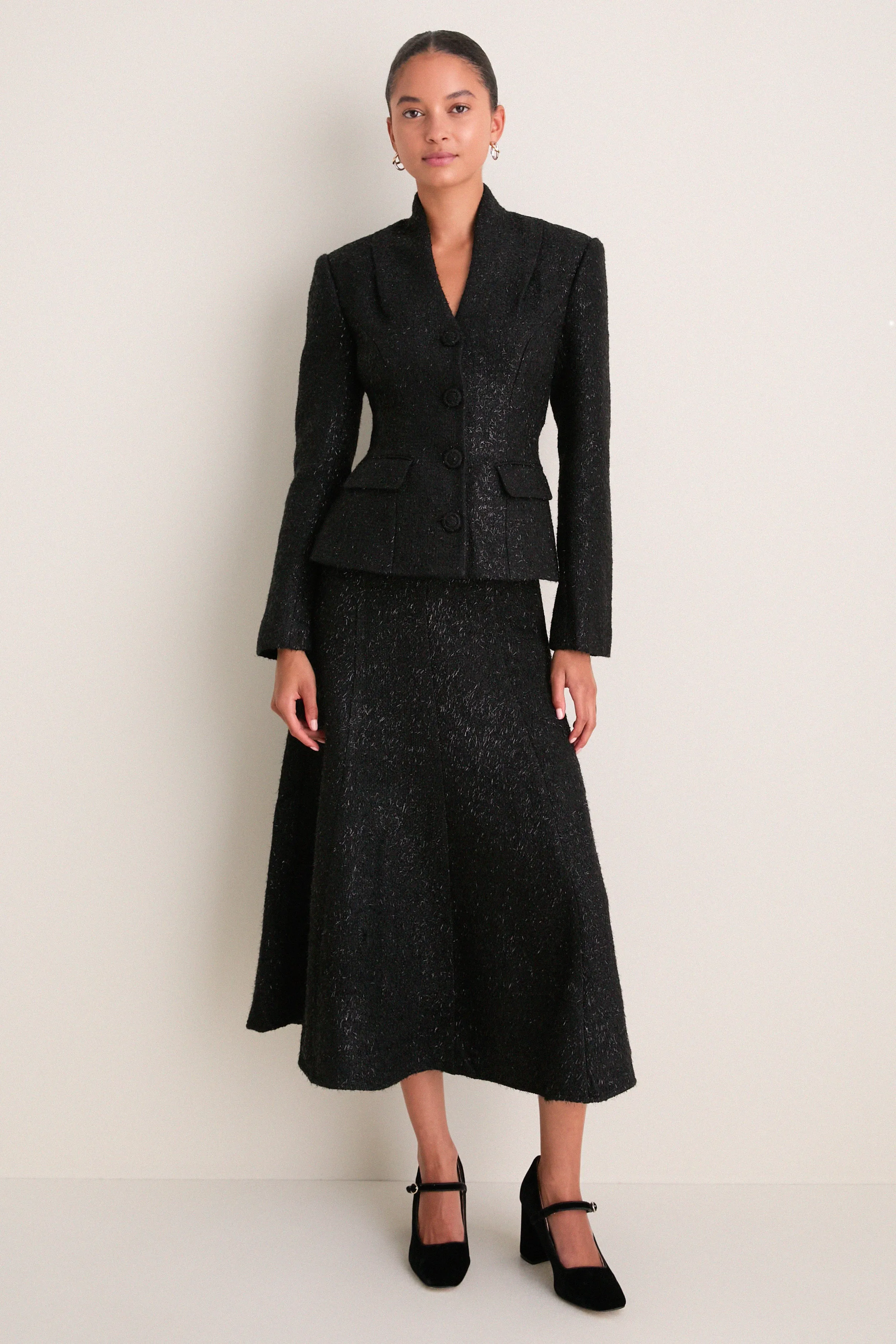 Black Metallic Boucle Midi Dress sold by Tuckernuck