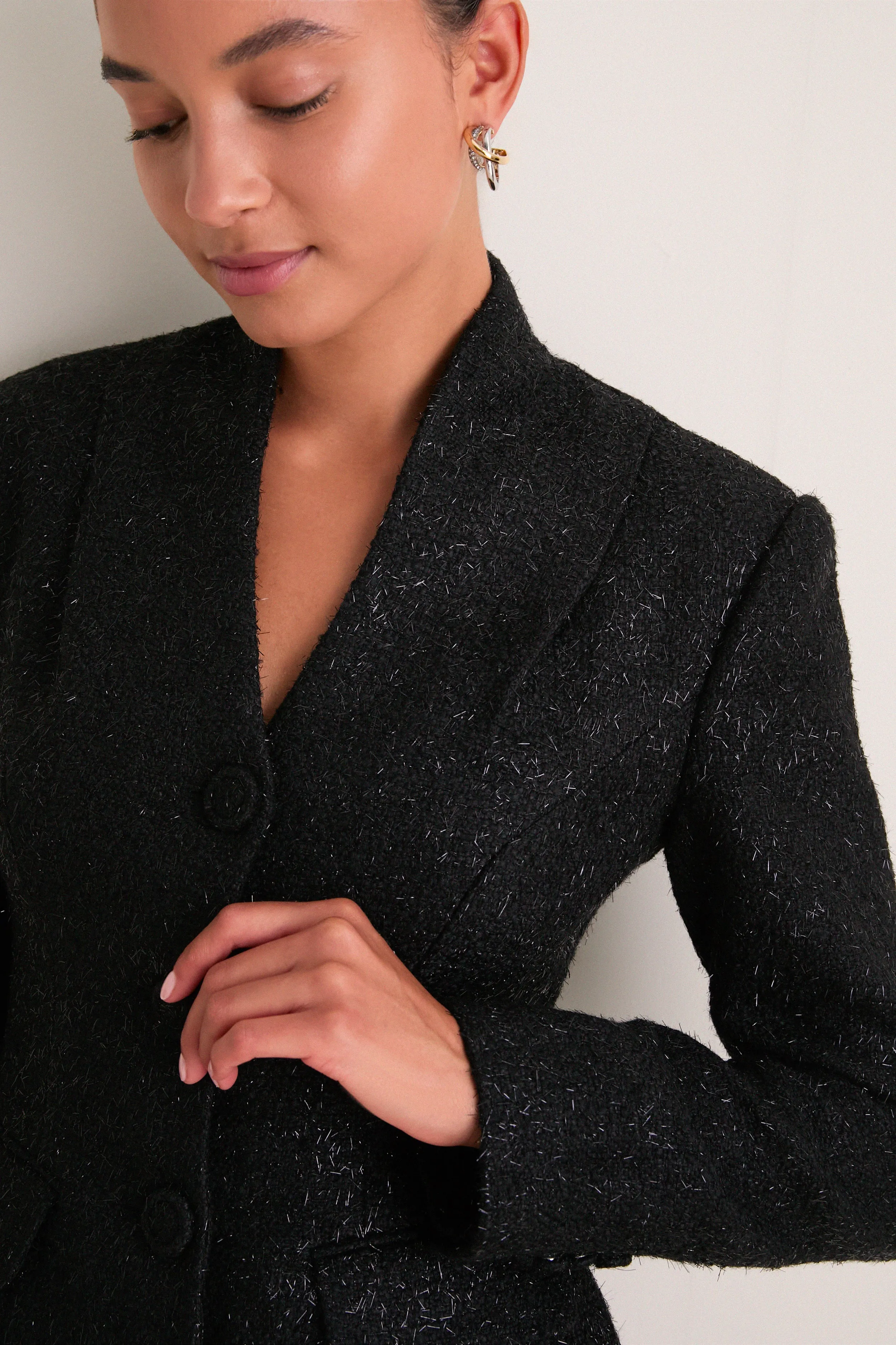 Black Metallic Boucle Midi Dress sold by Tuckernuck product image thumbnail 2