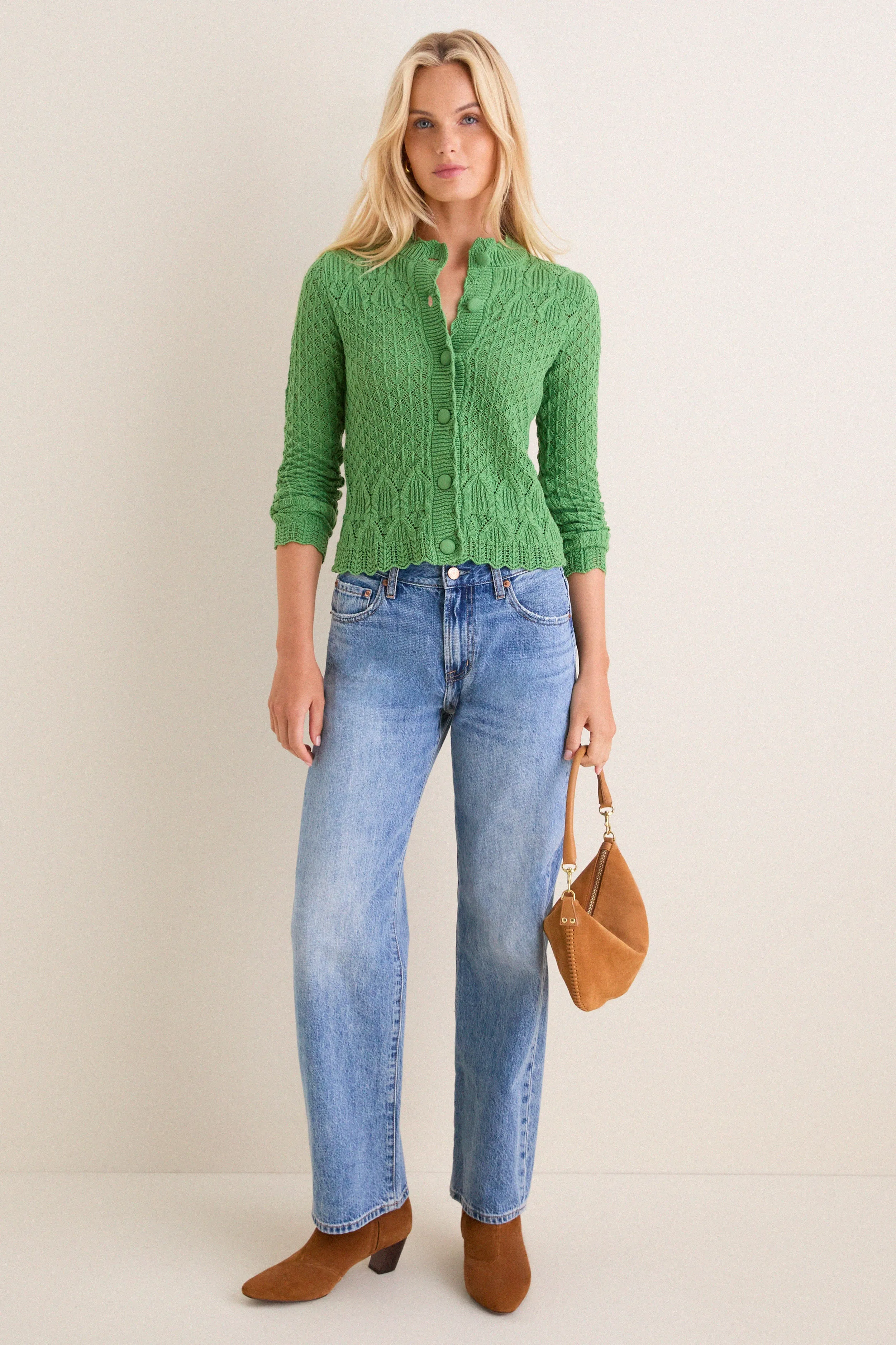 Fern Green Pointelle Capucine Cardigan sold by Tuckernuck product image thumbnail 3