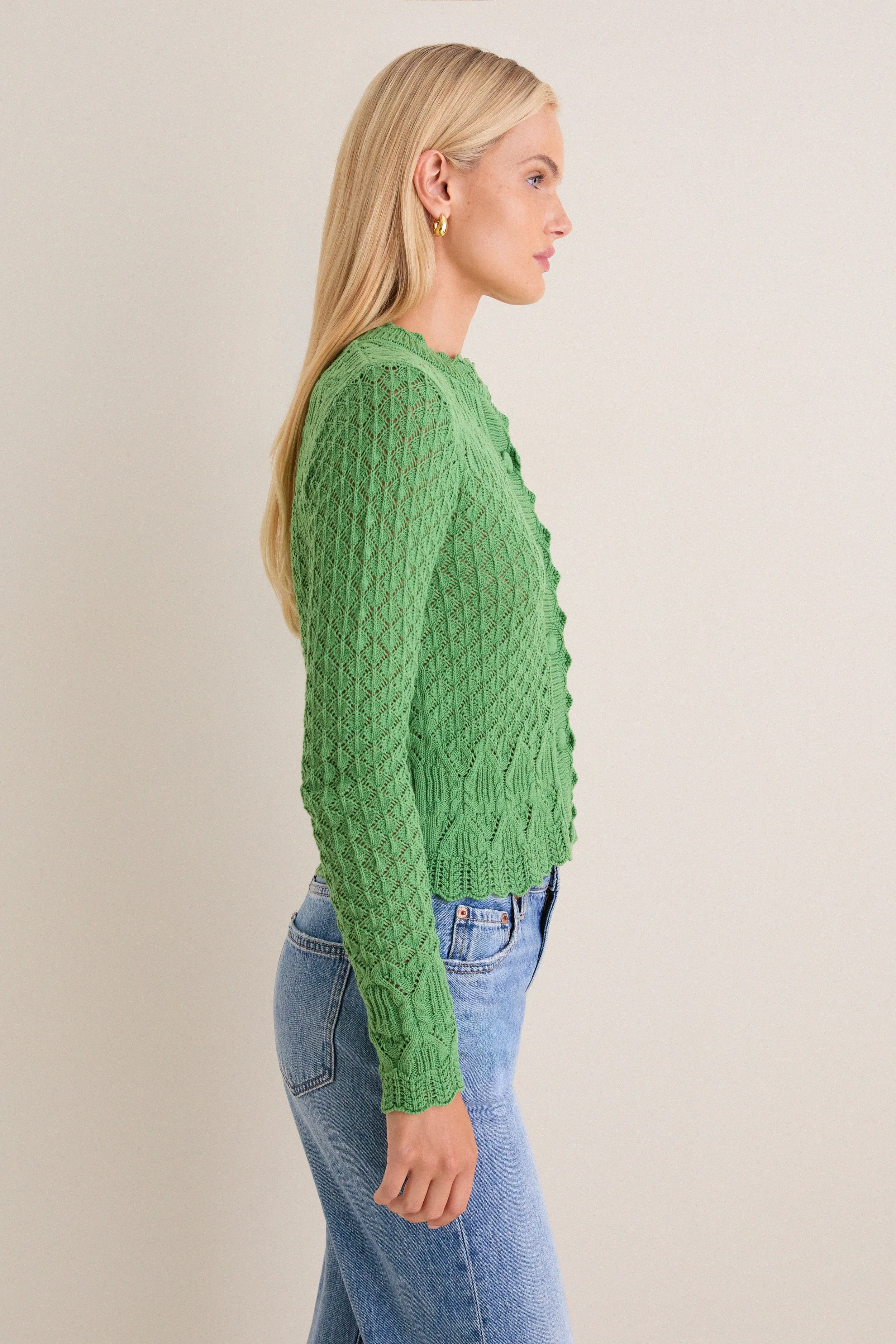 Fern Green Pointelle Capucine Cardigan sold by Tuckernuck product image thumbnail 4