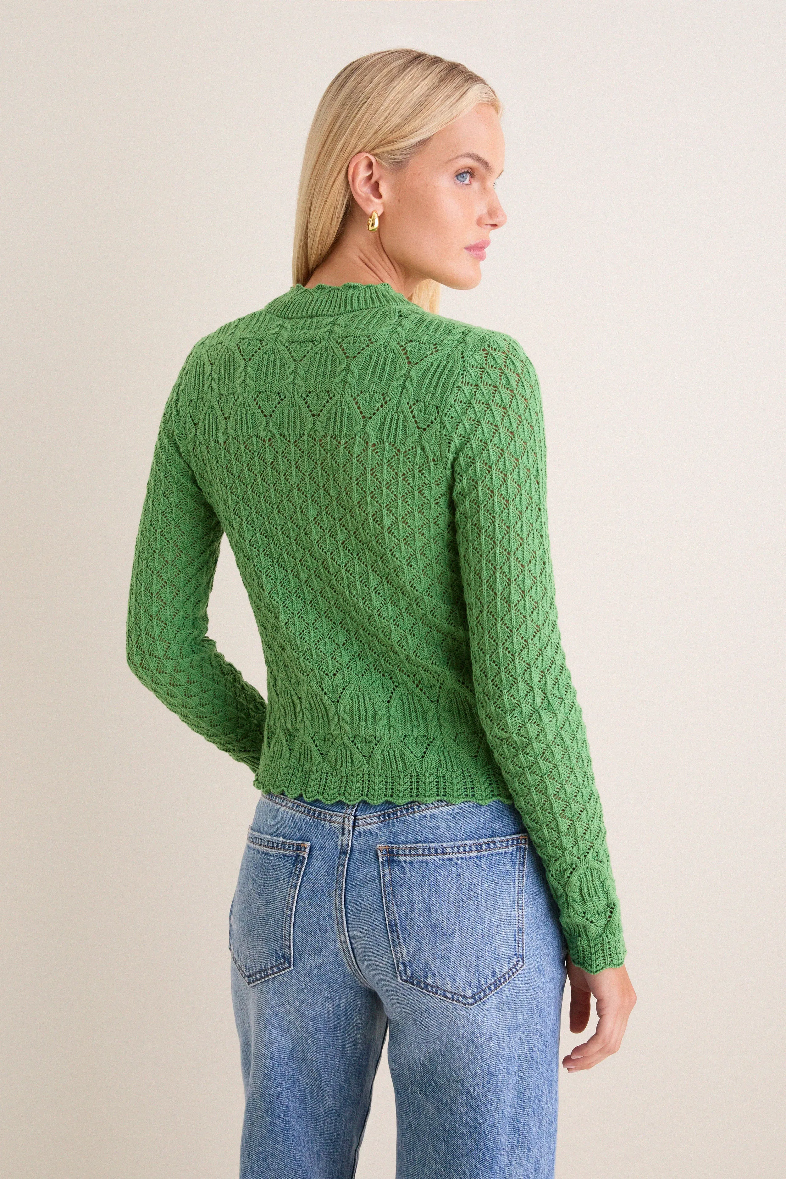Fern Green Pointelle Capucine Cardigan sold by Tuckernuck product image thumbnail 5