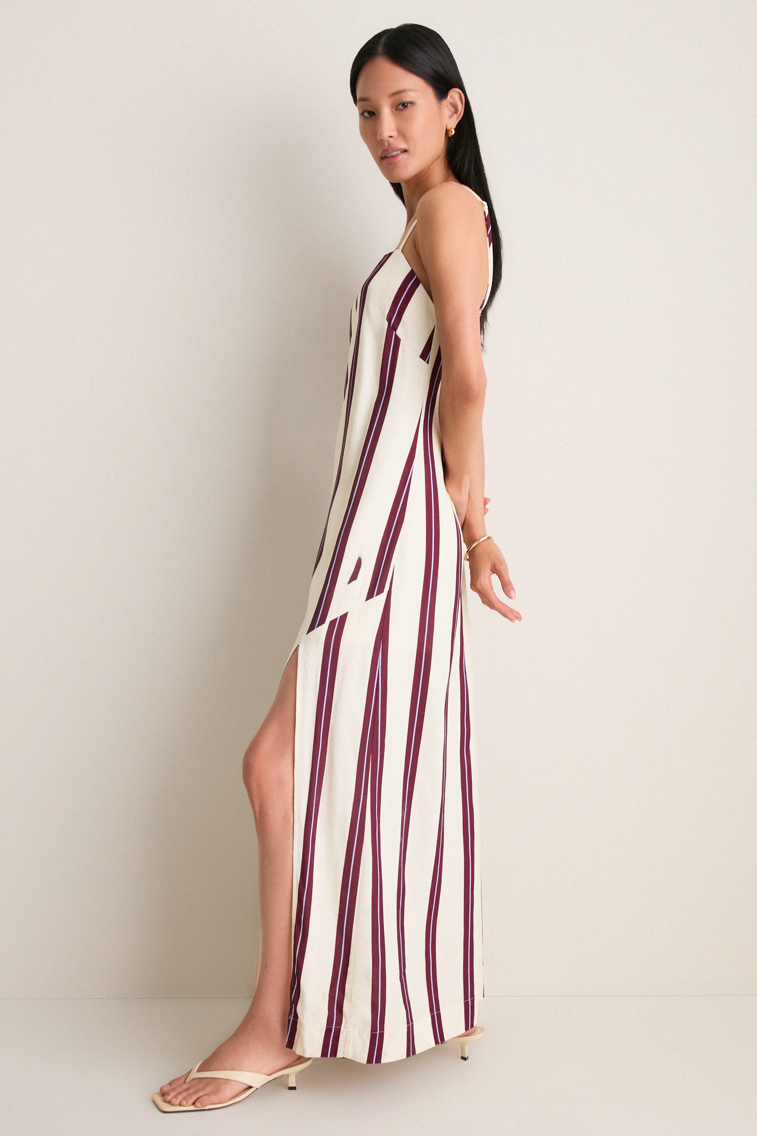 Off-White Linear Side Slit Maxi Dress sold by Tuckernuck product image thumbnail 5