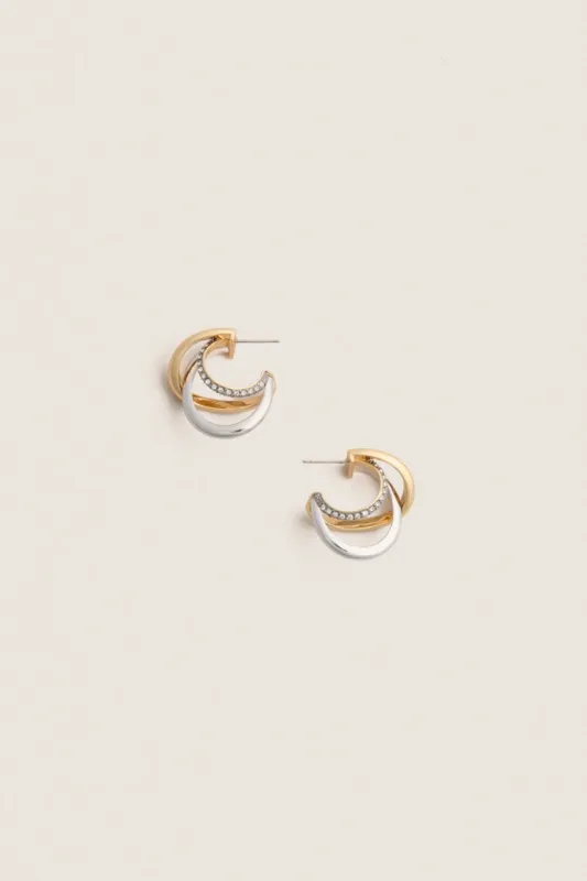 Gold and Pave Aya Hoops made by Tuckernuck