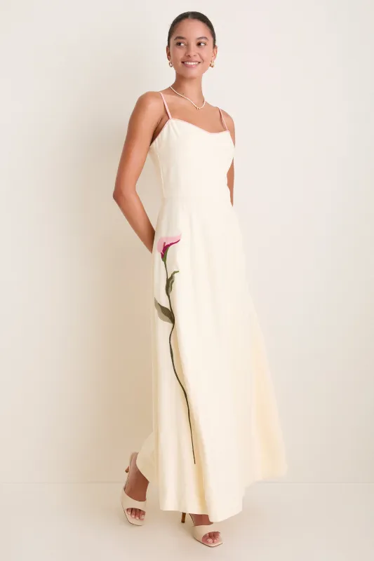 Off-White Embroidered Flora Linen Maxi Dress made by Dress to